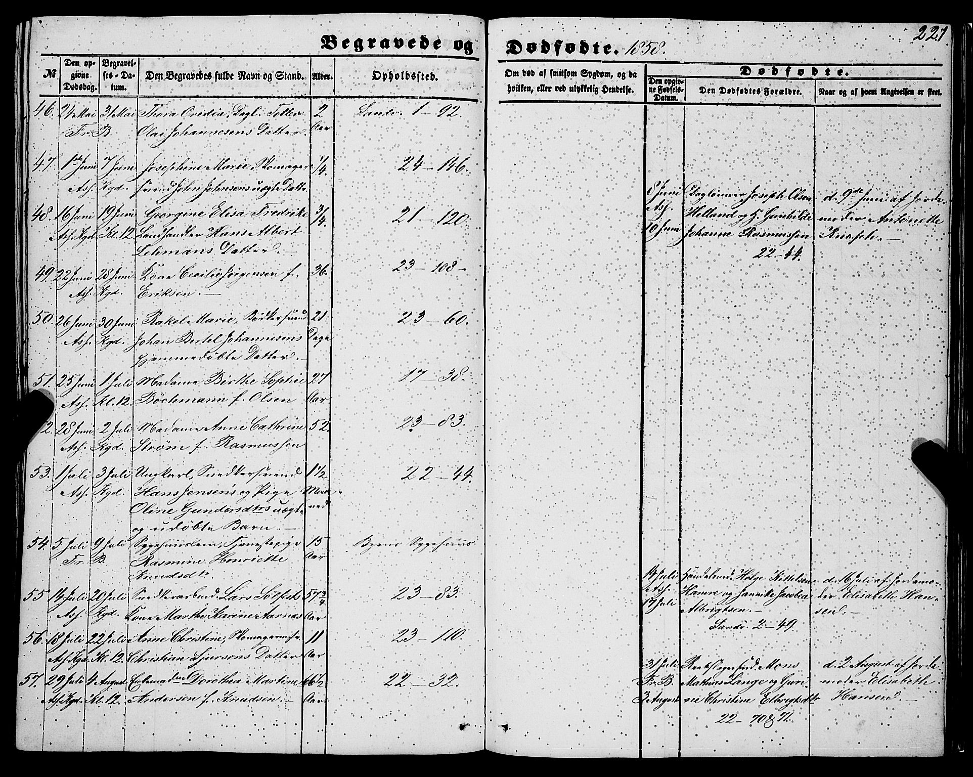 Korskirken sokneprestembete, SAB/A-76101/H/Haa: Parish register (official) no. E 2, 1848-1862, p. 221