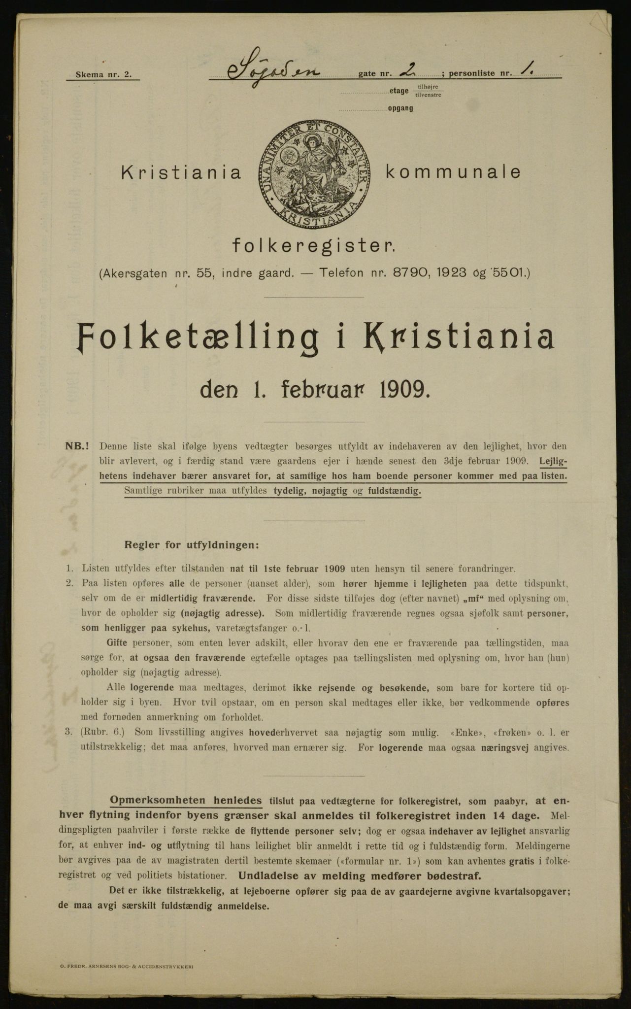 OBA, Municipal Census 1909 for Kristiania, 1909, p. 96157