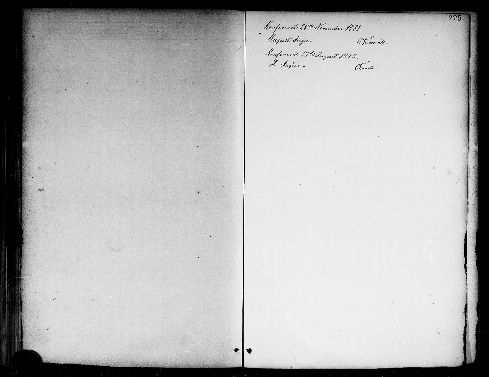 Vik sokneprestembete, AV/SAB-A-81501/H/Haa/Haab/L0001: Parish register (official) no. B 1, 1878-1890, p. 225