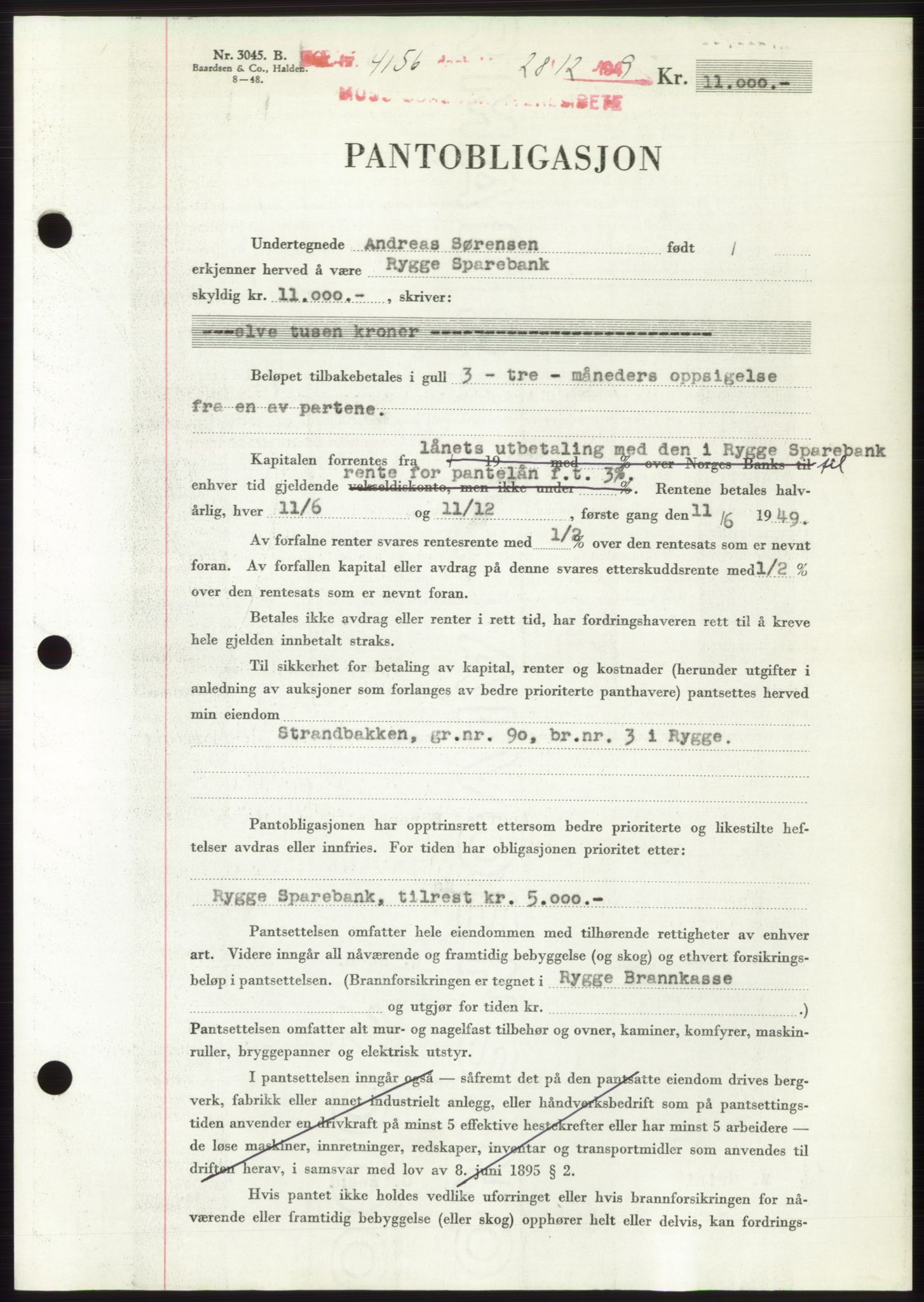 Moss sorenskriveri, SAO/A-10168: Mortgage book no. B23, 1949-1950, Diary no: : 4156/1949