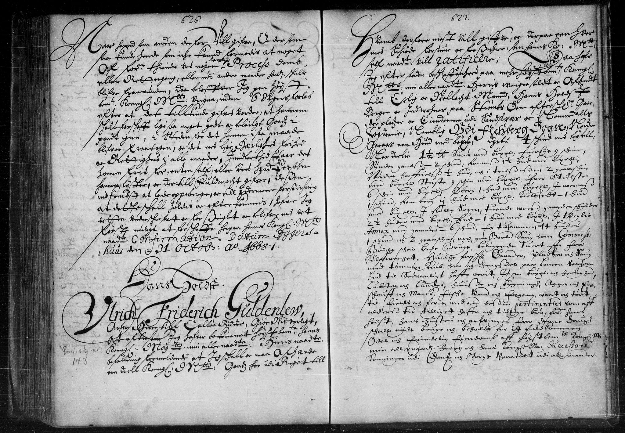 Stattholderembetet 1572-1771, AV/RA-EA-2870/Bb/L0007: Skjøteprotokoll, 1663-1668, p. 526-527