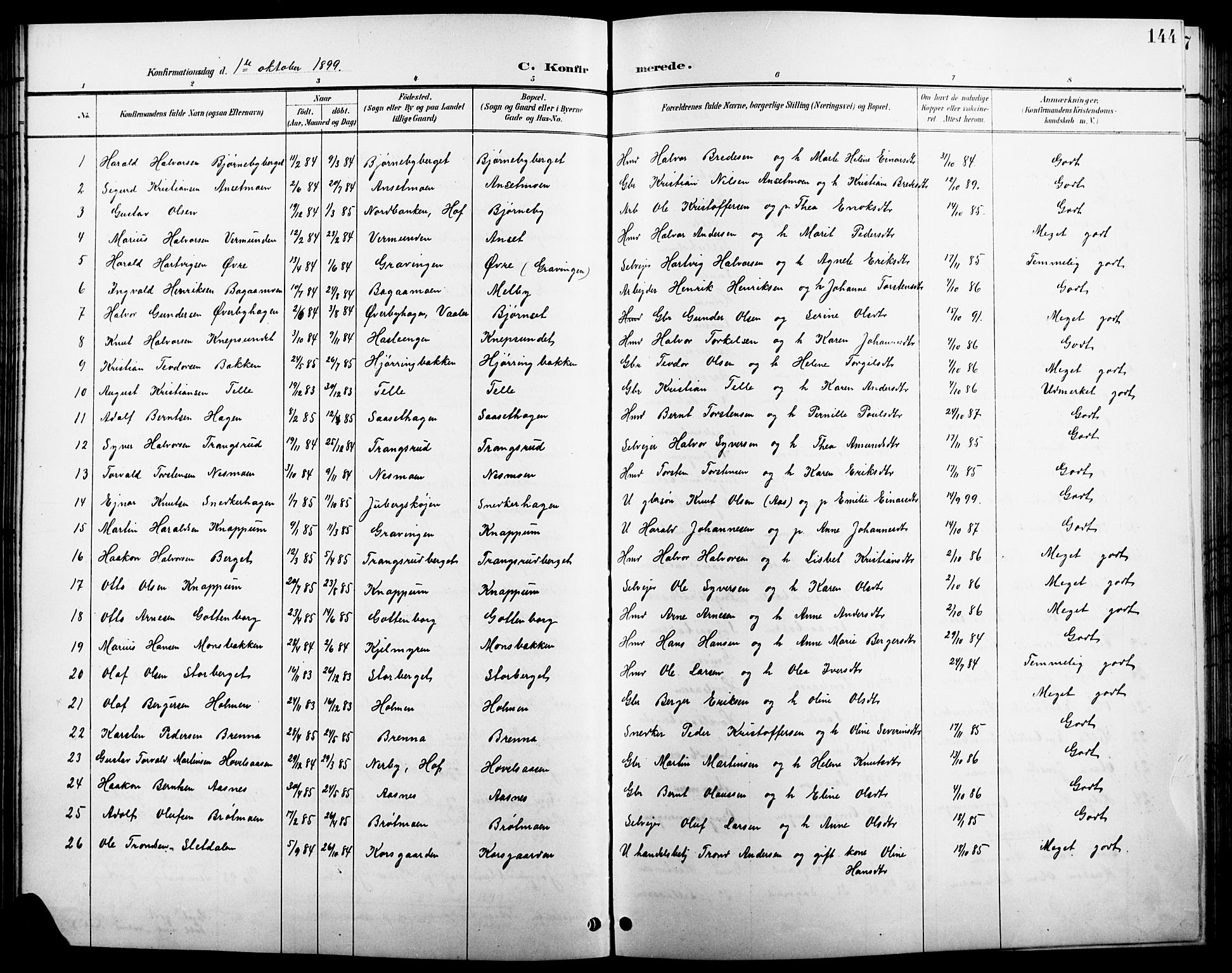 Åsnes prestekontor, AV/SAH-PREST-042/H/Ha/Hab/L0004: Parish register (copy) no. 4, 1895-1909, p. 144