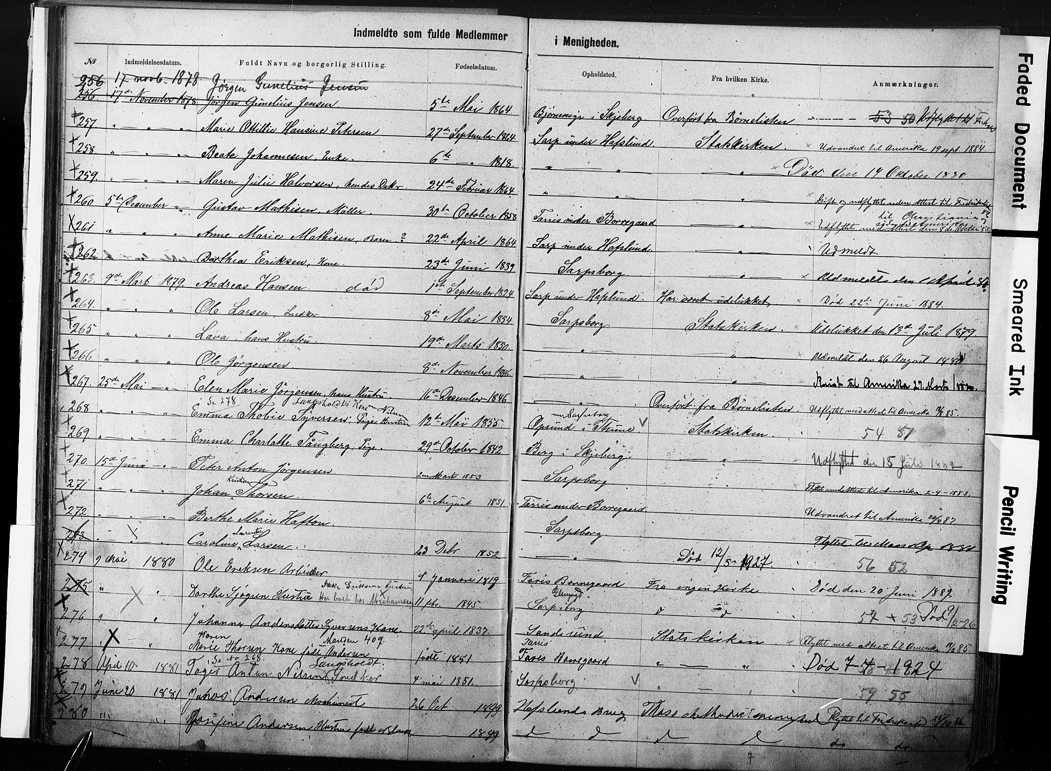 Sarpsborg metodistkirke, SAO/PAO-0233/A/L0003: Dissenter register no. 3, 1856-1893