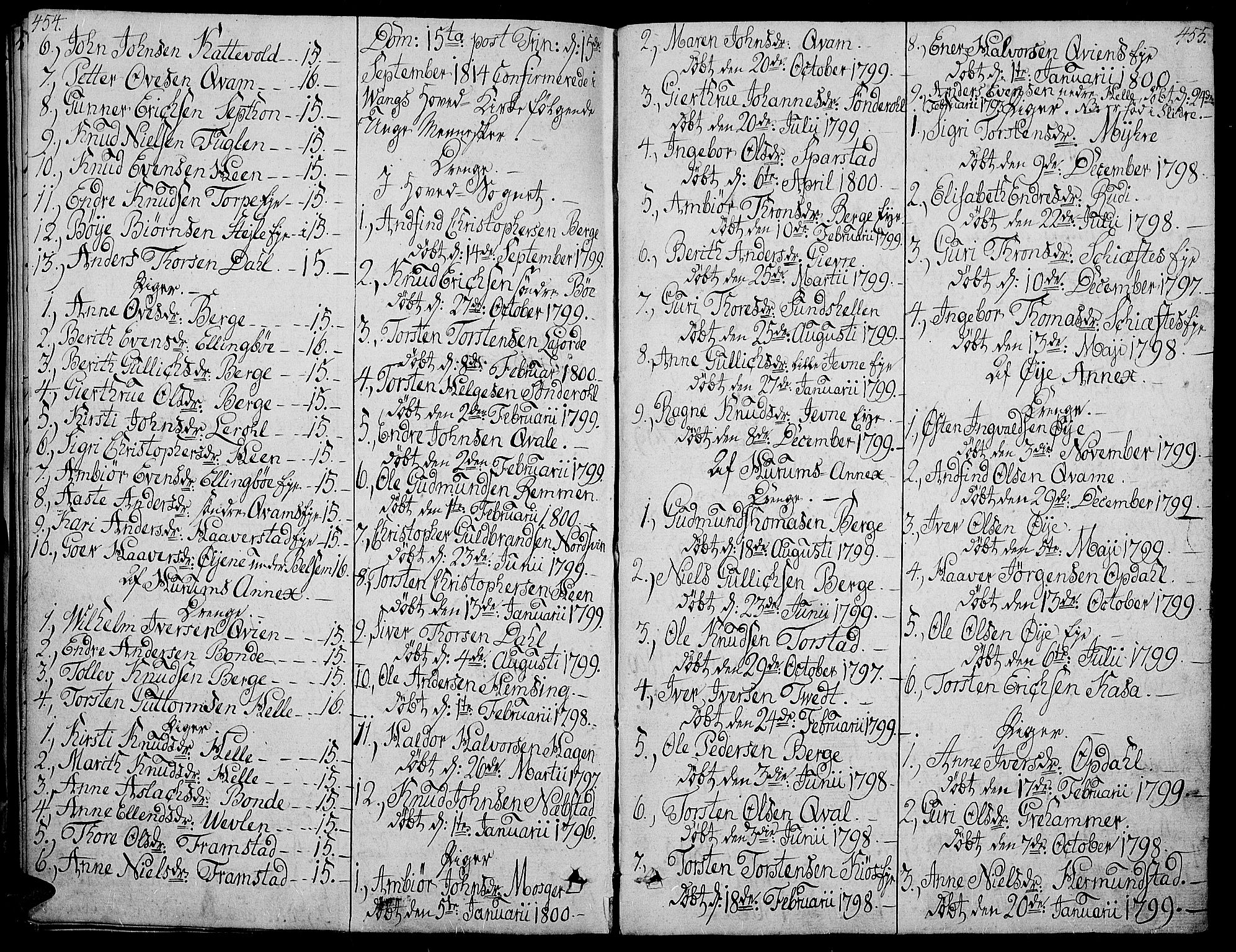 Vang prestekontor, Valdres, AV/SAH-PREST-140/H/Ha/L0003: Parish register (official) no. 3, 1809-1831, p. 454-455