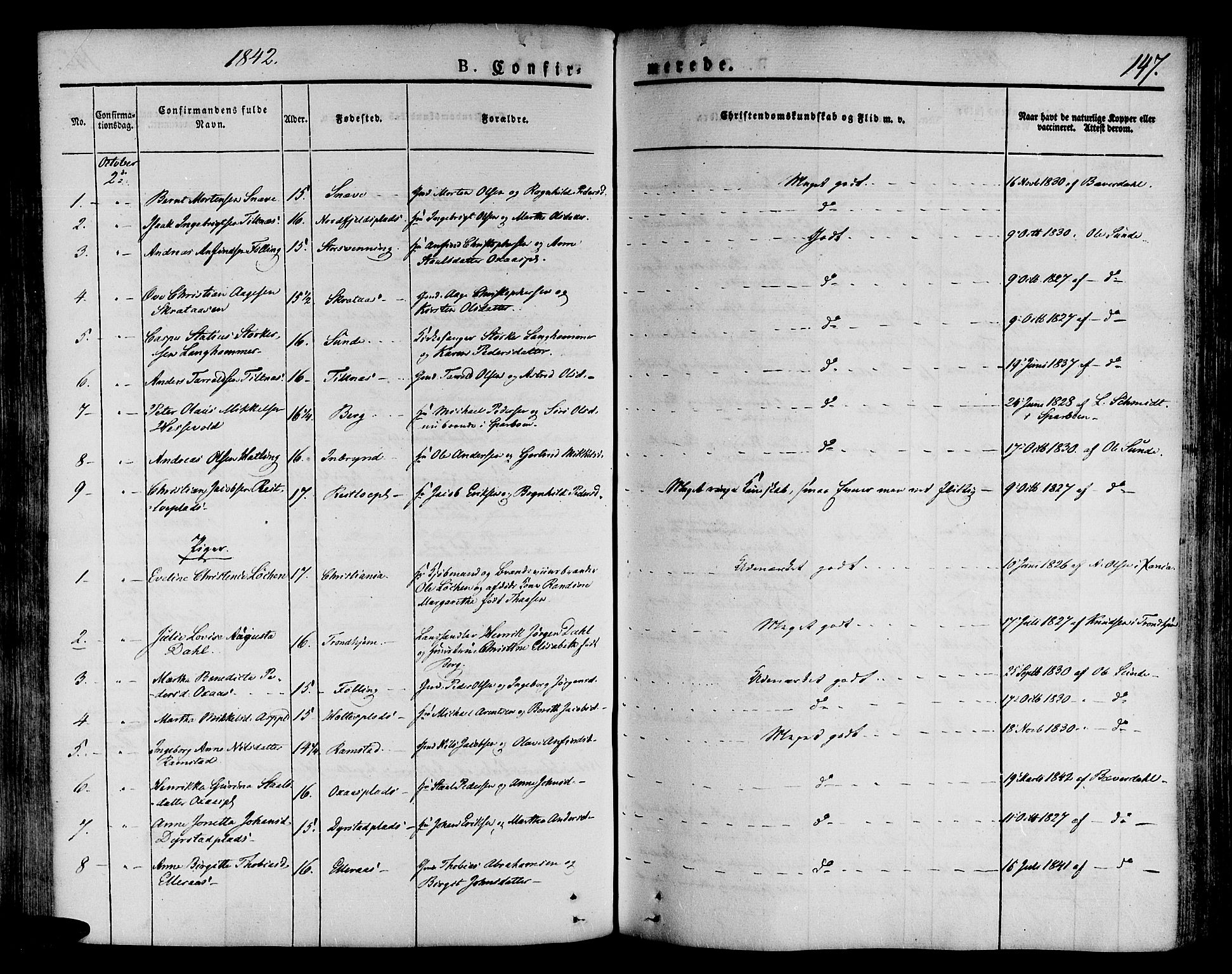 Ministerialprotokoller, klokkerbøker og fødselsregistre - Nord-Trøndelag, SAT/A-1458/746/L0445: Parish register (official) no. 746A04, 1826-1846, p. 147