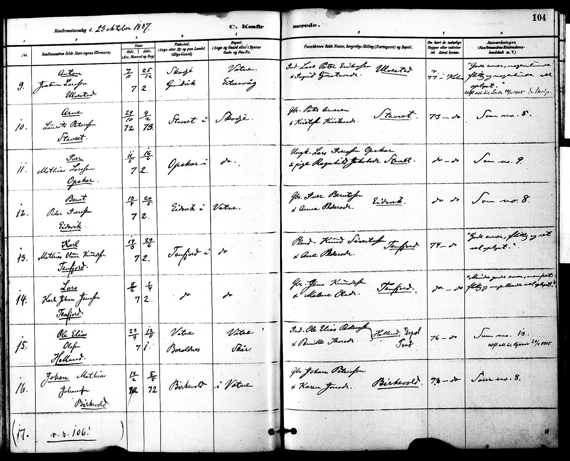 Ministerialprotokoller, klokkerbøker og fødselsregistre - Møre og Romsdal, AV/SAT-A-1454/525/L0374: Parish register (official) no. 525A04, 1880-1899, p. 104