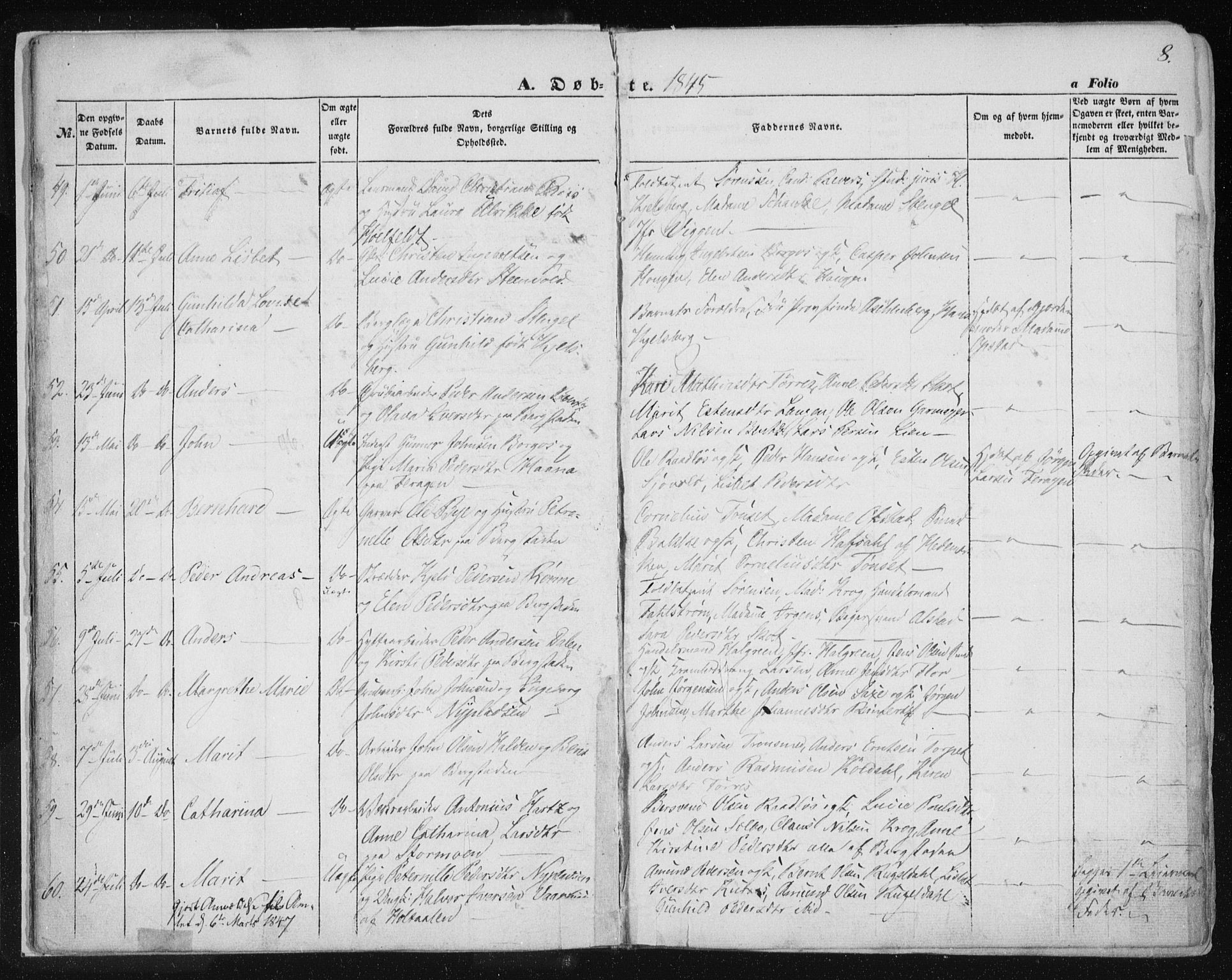 Ministerialprotokoller, klokkerbøker og fødselsregistre - Sør-Trøndelag, AV/SAT-A-1456/681/L0931: Parish register (official) no. 681A09, 1845-1859, p. 8