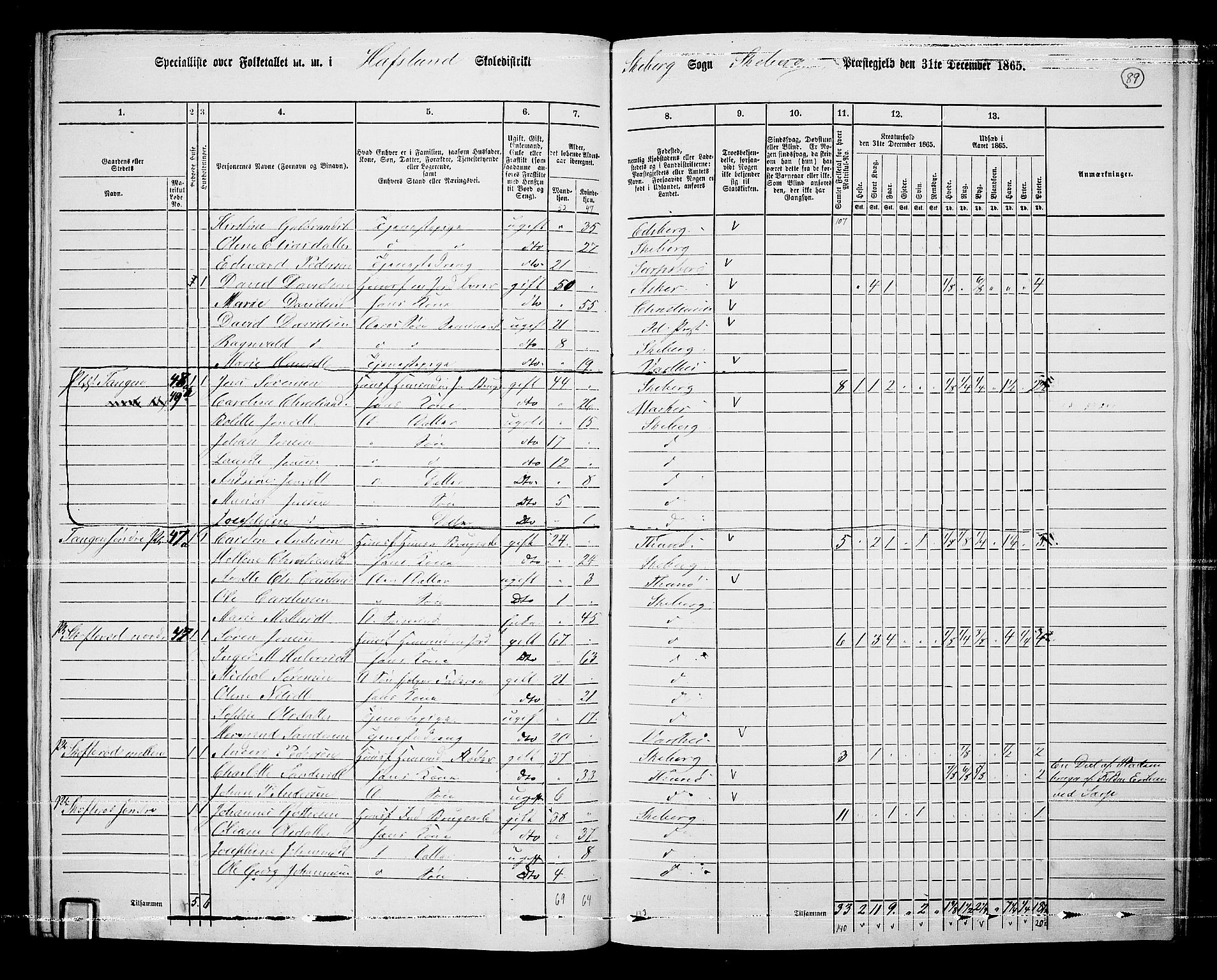 RA, 1865 census for Skjeberg, 1865, p. 83