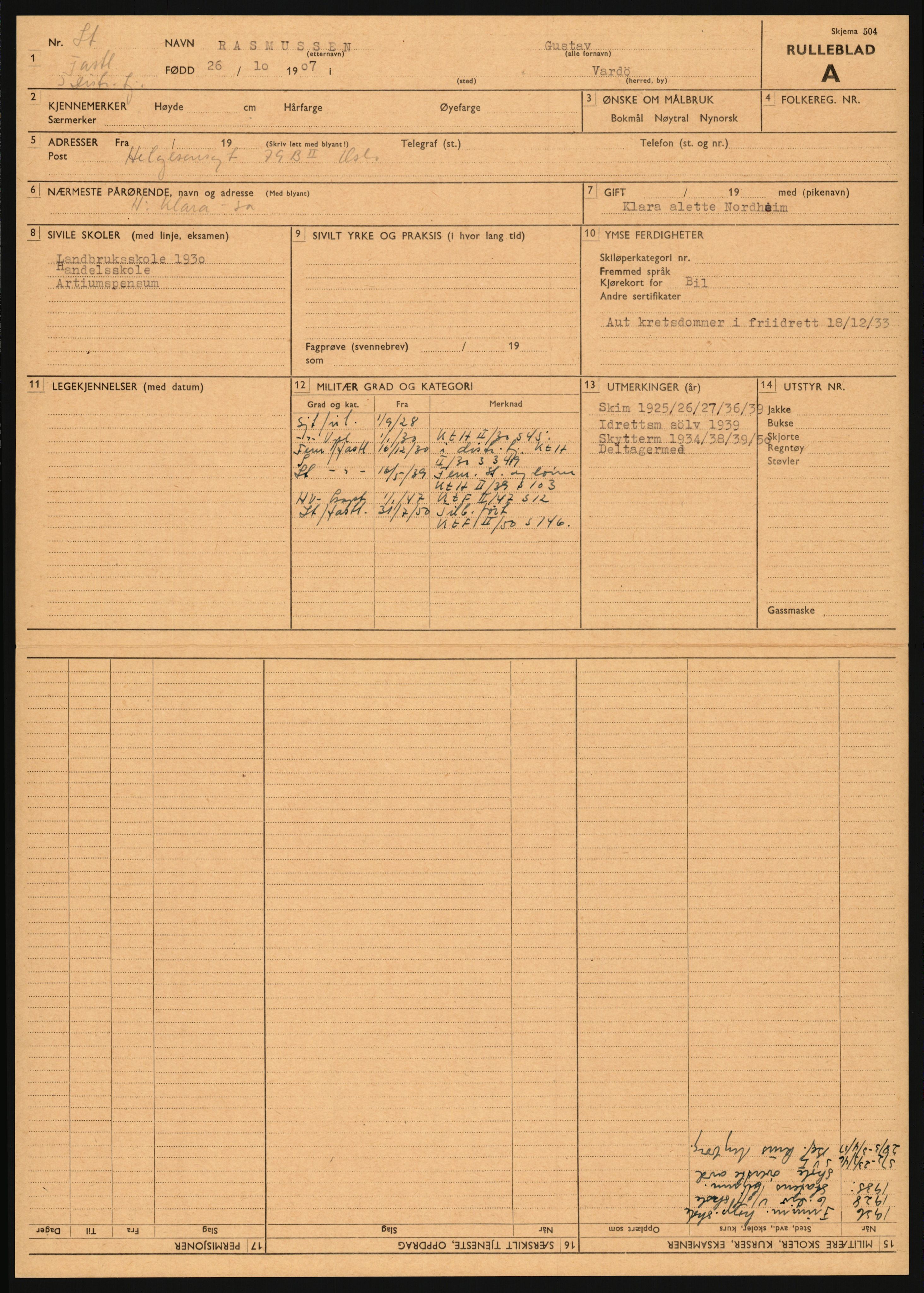 Forsvaret, Varanger bataljon, AV/RA-RAFA-2258/1/D/L0455: Rulleblad og tjenesteuttalelser for befal født 1894-1896, 1901-1909 og 1911-1915, 1894-1915, p. 66