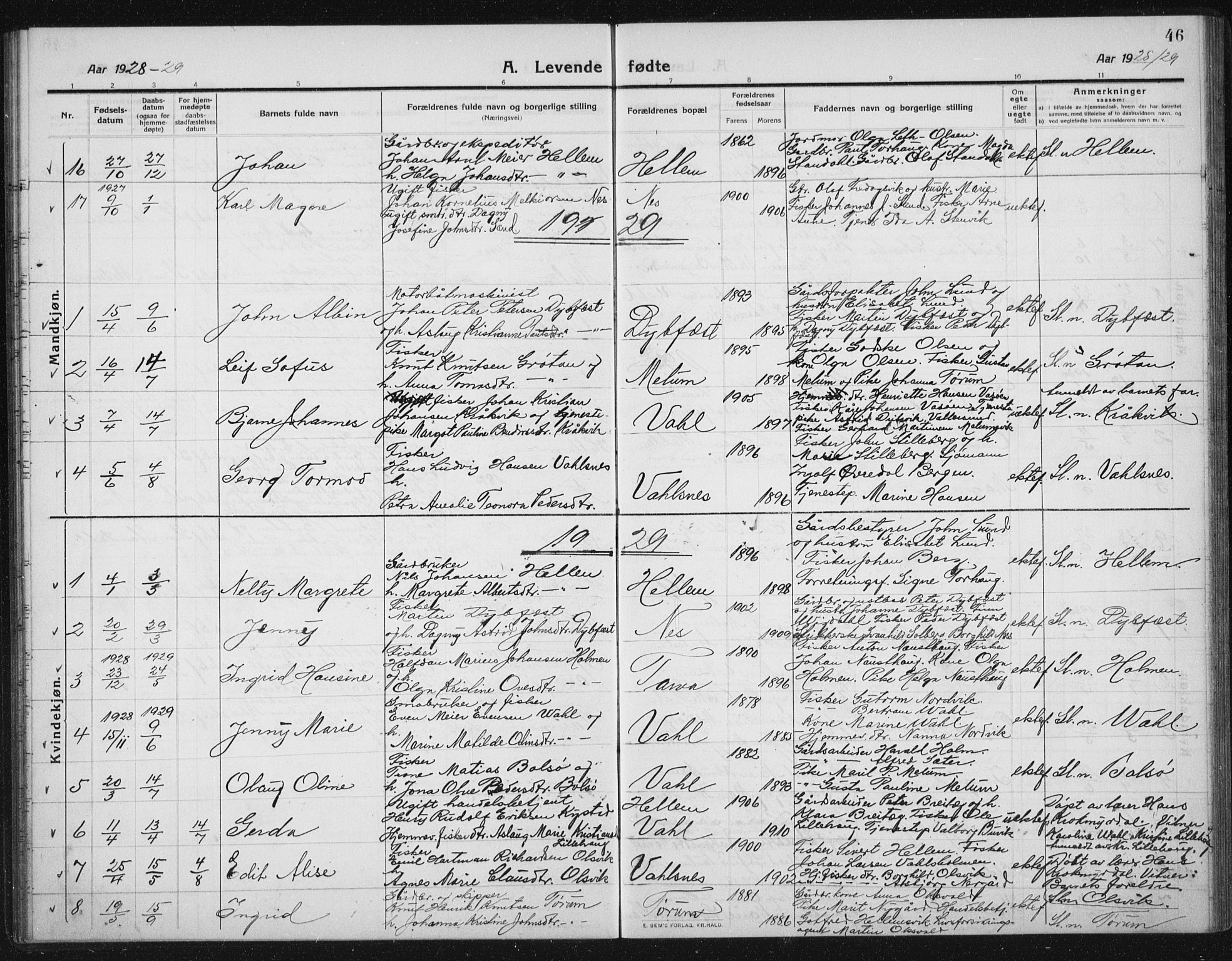 Ministerialprotokoller, klokkerbøker og fødselsregistre - Sør-Trøndelag, SAT/A-1456/652/L0654: Parish register (copy) no. 652C02, 1910-1937, p. 46