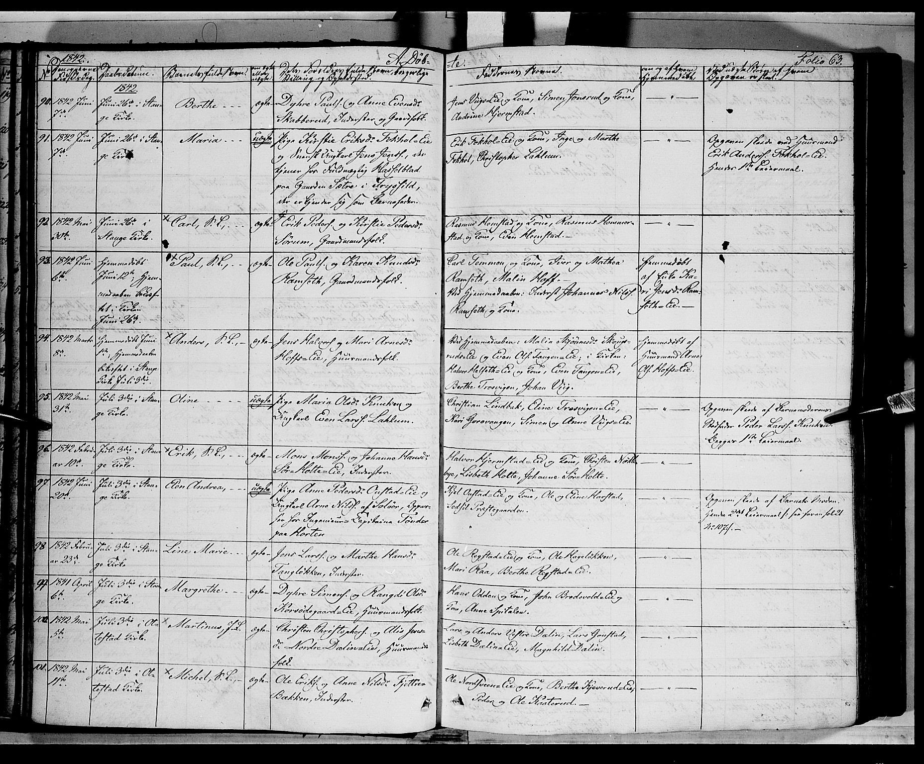 Stange prestekontor, AV/SAH-PREST-002/K/L0010: Parish register (official) no. 10, 1835-1845, p. 63