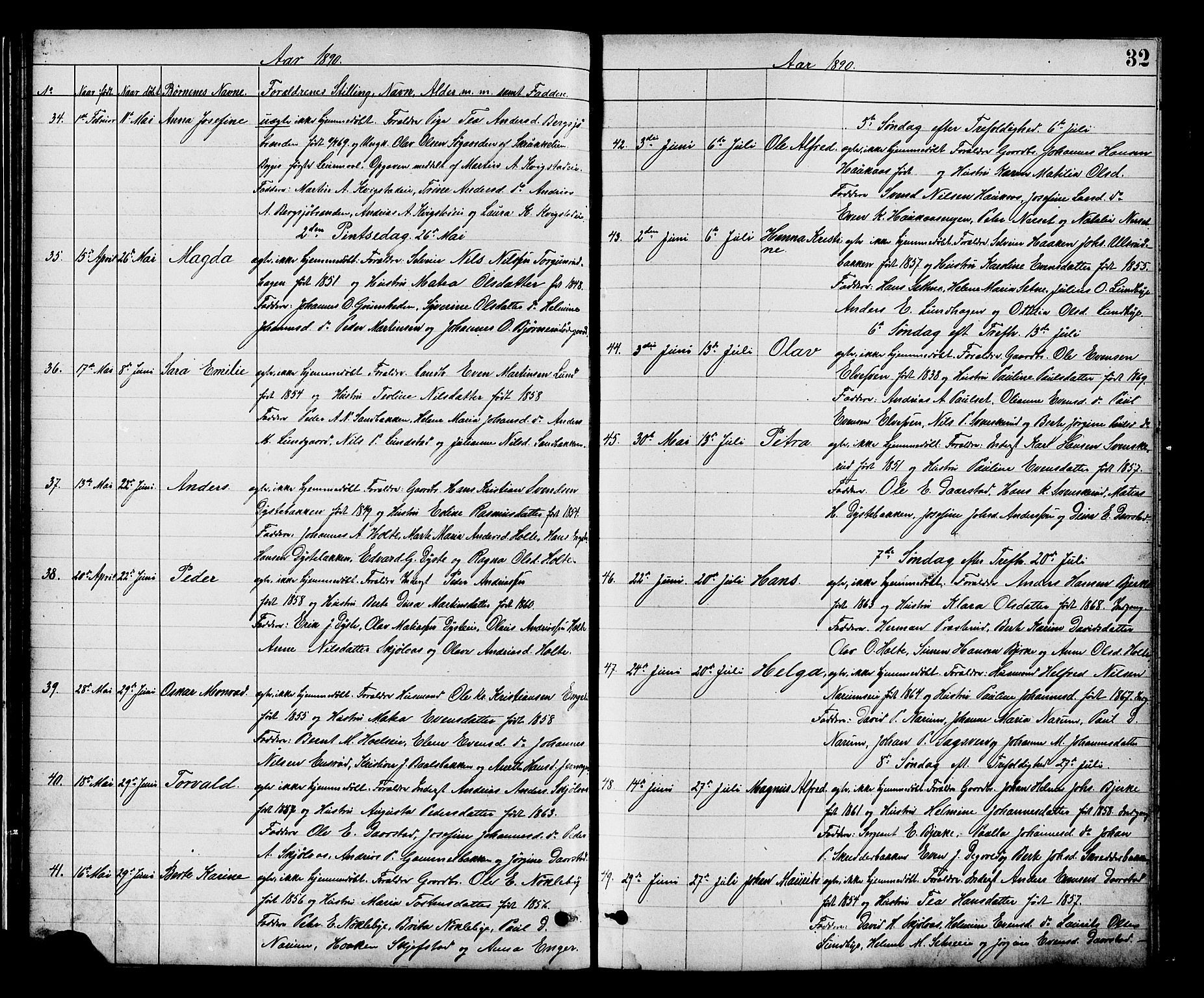 Vestre Toten prestekontor, AV/SAH-PREST-108/H/Ha/Hab/L0008: Parish register (copy) no. 8, 1885-1900, p. 32