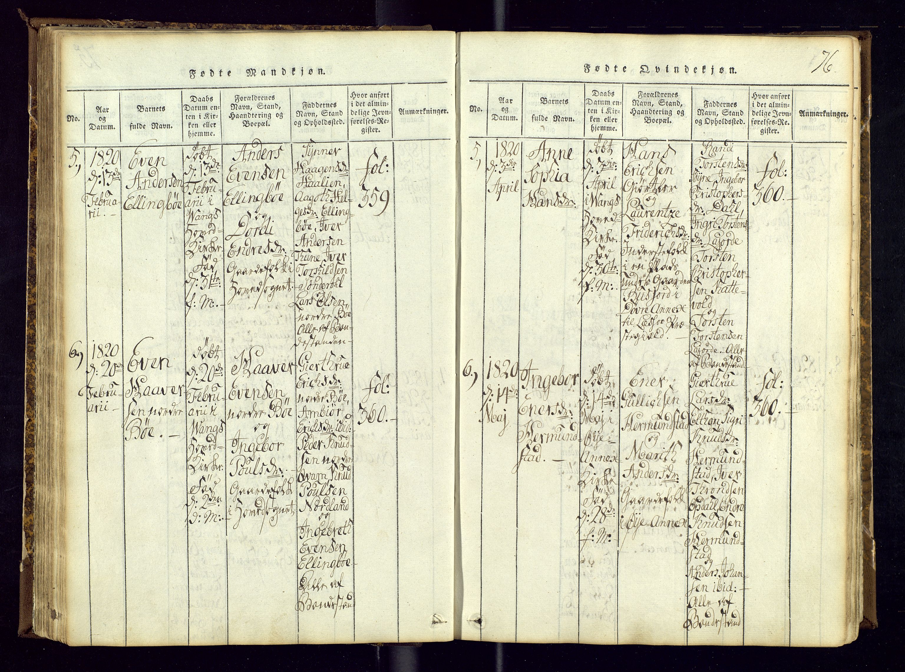 Vang prestekontor, Valdres, SAH/PREST-140/H/Ha/L0004: Parish register (official) no. 4, 1814-1831, p. 76