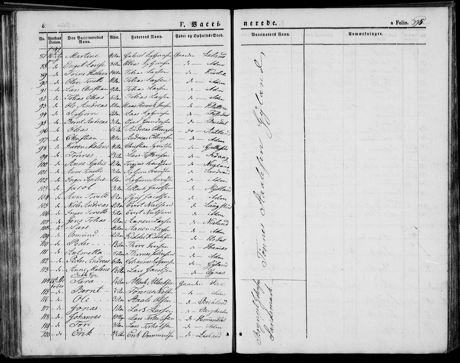 Bakke sokneprestkontor, AV/SAK-1111-0002/F/Fa/Faa/L0004: Parish register (official) no. A 4, 1834-1846, p. 395