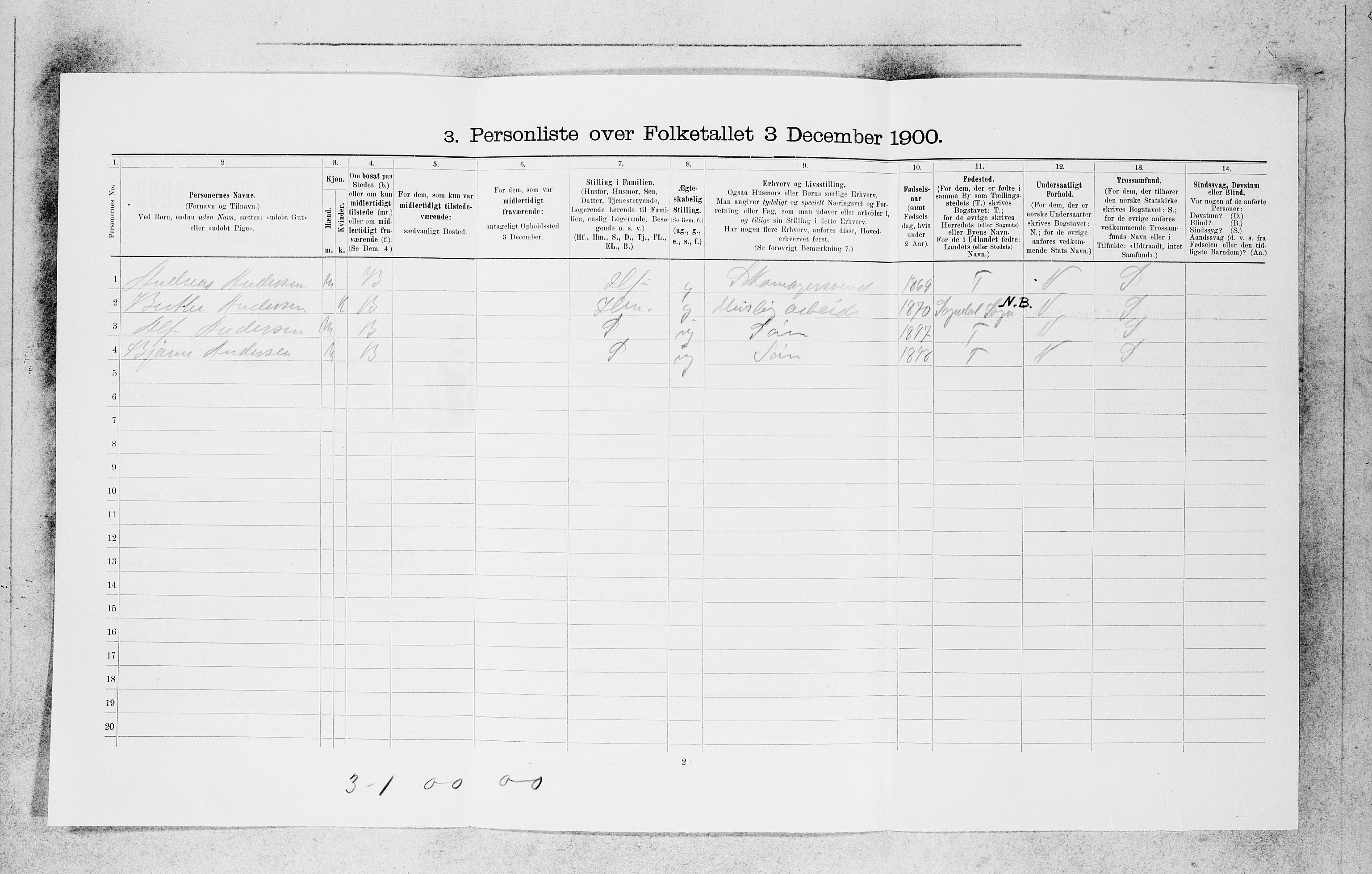 SAB, 1900 census for Bergen, 1900, p. 28646