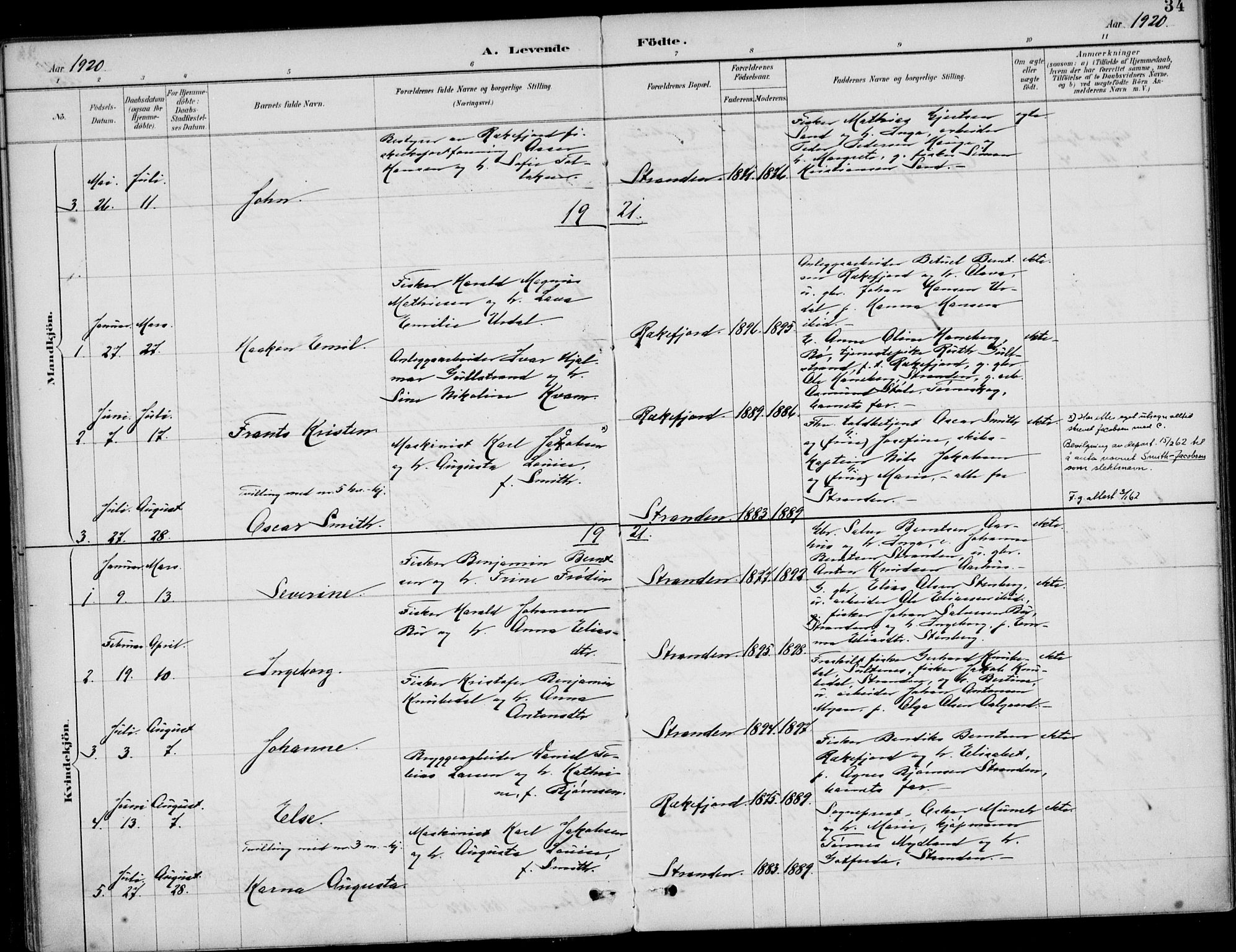 Sokndal sokneprestkontor, AV/SAST-A-101808: Parish register (official) no. A 12, 1887-1927, p. 34