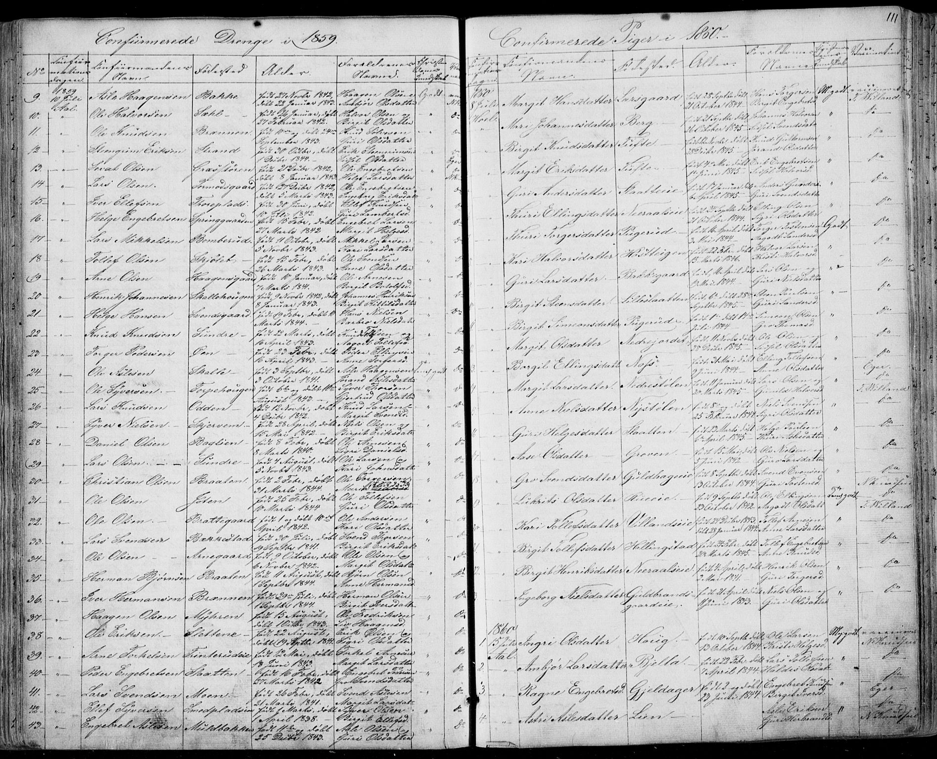 Ål kirkebøker, SAKO/A-249/F/Fa/L0006: Parish register (official) no. I 6, 1849-1864, p. 111