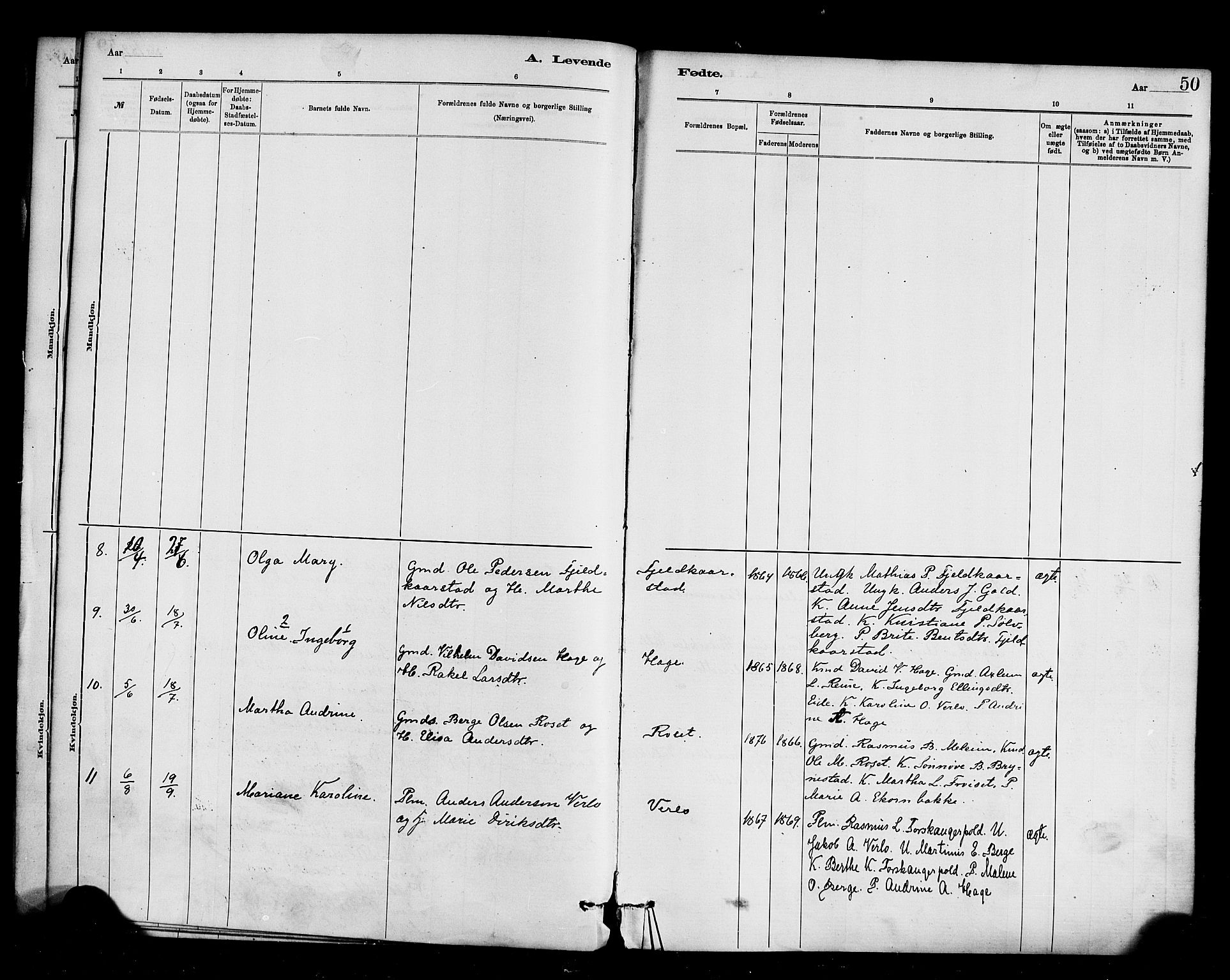 Innvik sokneprestembete, AV/SAB-A-80501: Parish register (official) no. D 1, 1879-1900, p. 50