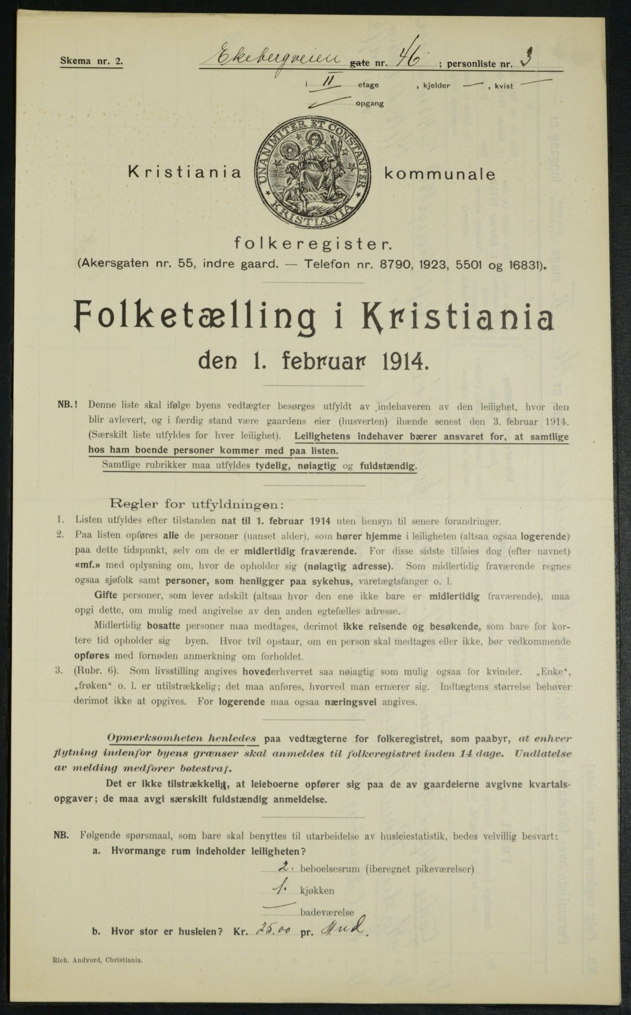 OBA, Municipal Census 1914 for Kristiania, 1914, p. 20580