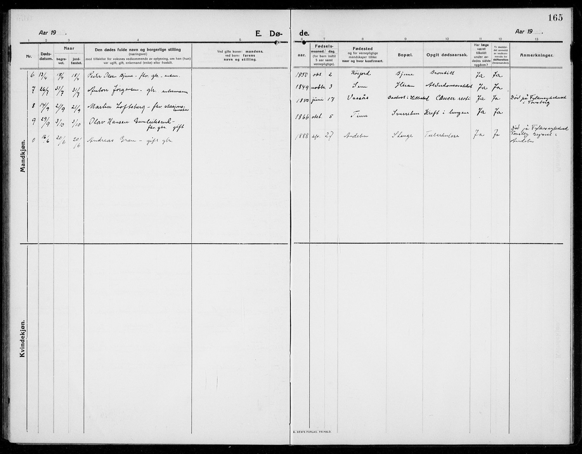 Ramnes kirkebøker, AV/SAKO-A-314/G/Ga/L0005: Parish register (copy) no. I 5, 1912-1936, p. 165