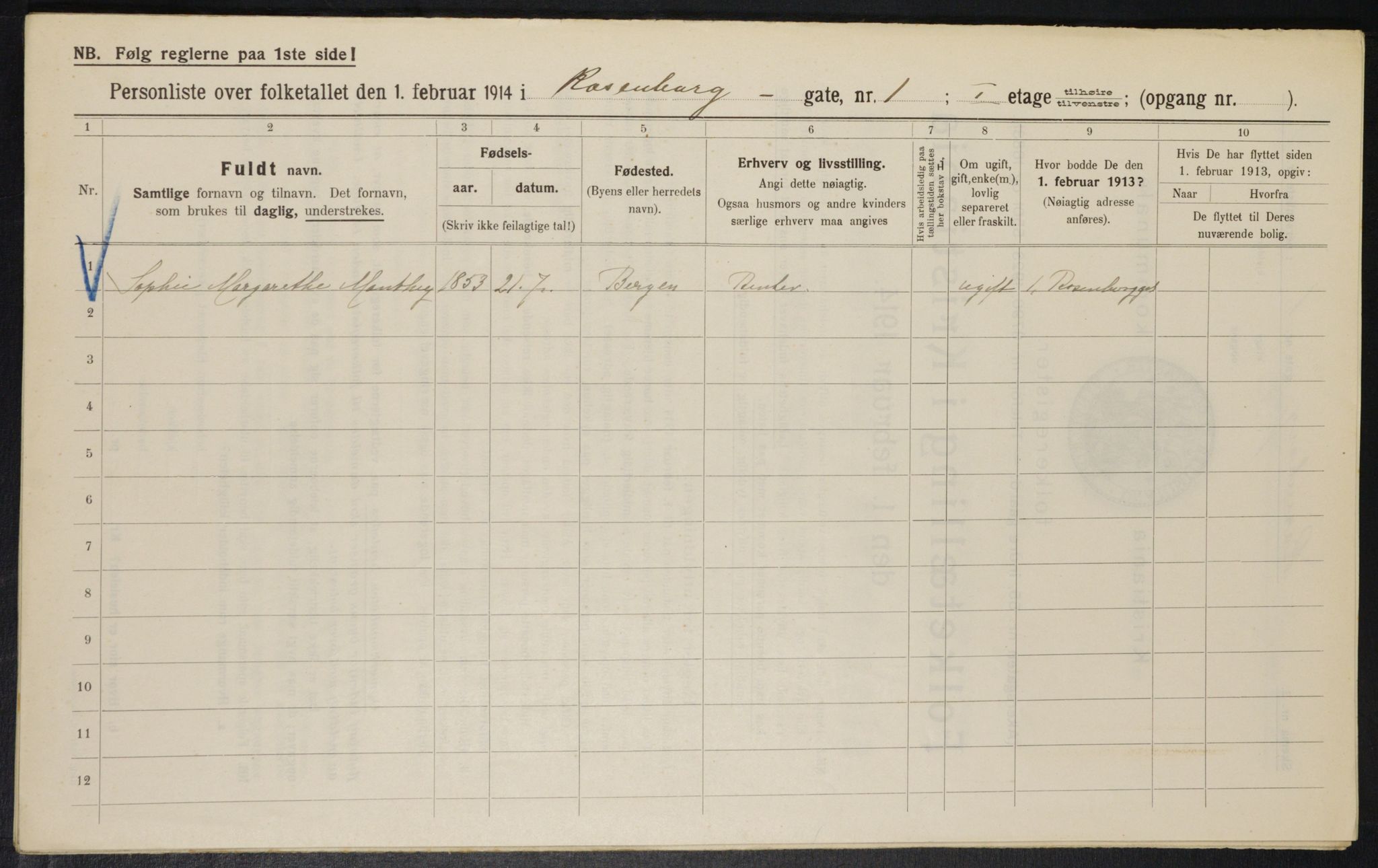 OBA, Municipal Census 1914 for Kristiania, 1914, p. 83300