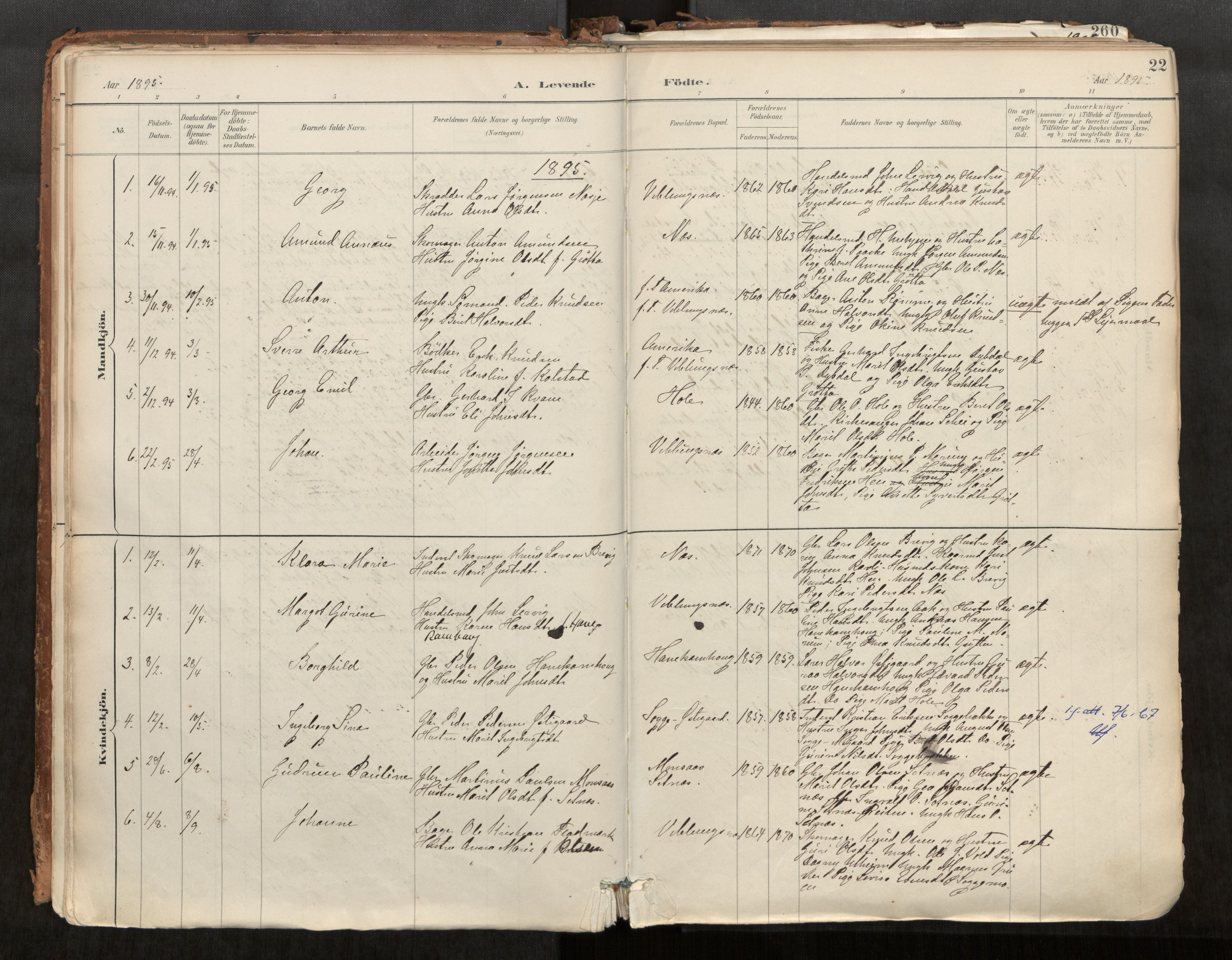 Ministerialprotokoller, klokkerbøker og fødselsregistre - Møre og Romsdal, SAT/A-1454/544/L0585: Parish register (official) no. 544A06, 1887-1924, p. 22