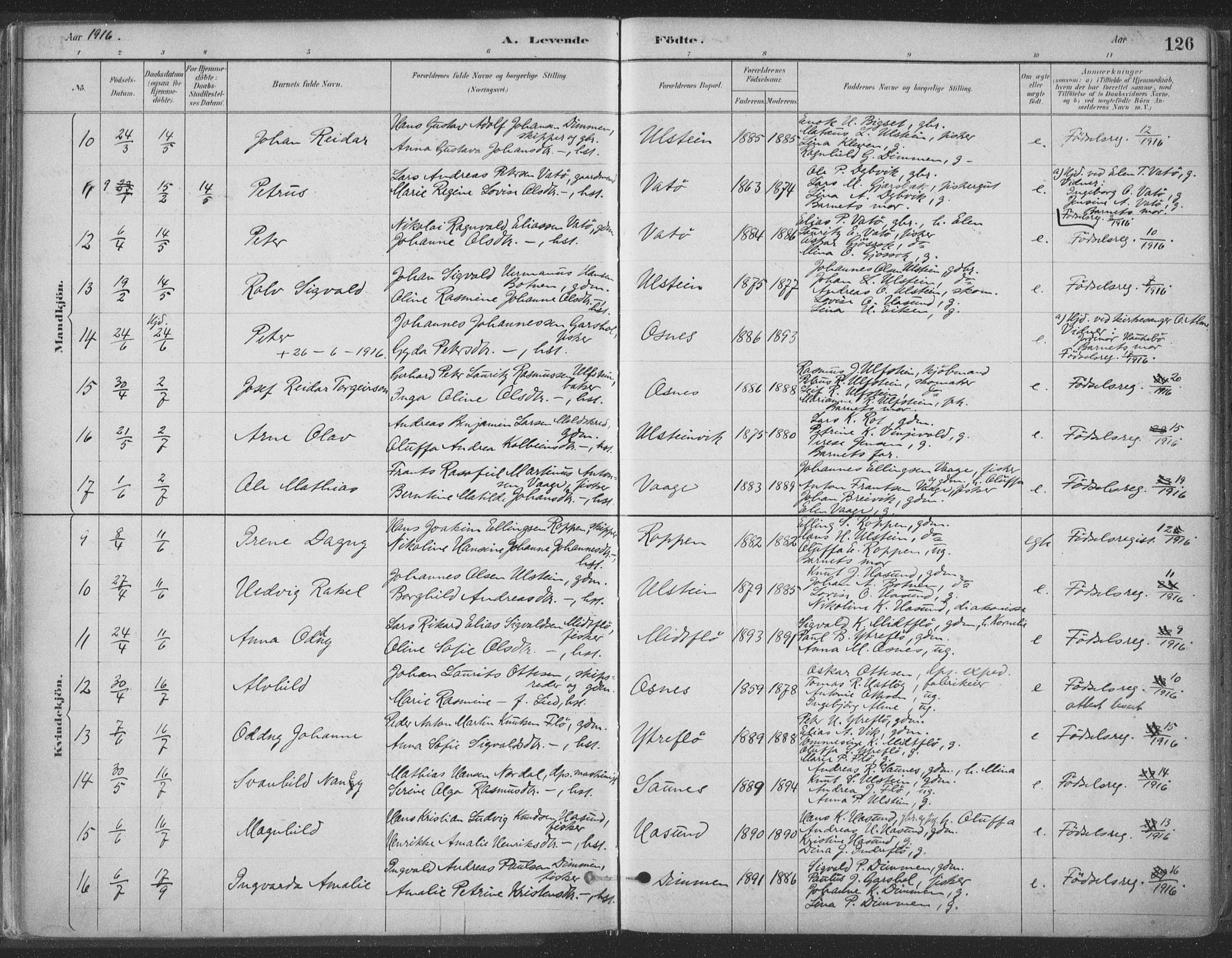 Ministerialprotokoller, klokkerbøker og fødselsregistre - Møre og Romsdal, SAT/A-1454/509/L0106: Parish register (official) no. 509A04, 1883-1922, p. 126