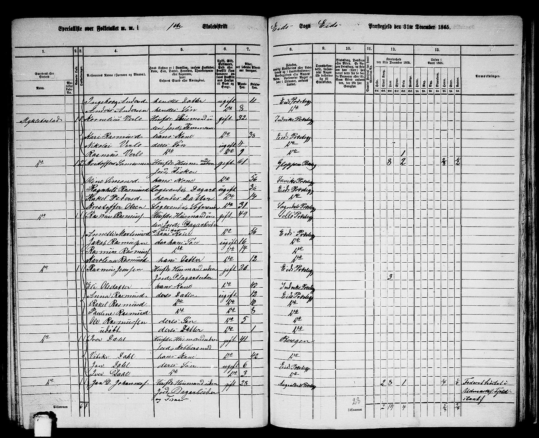 RA, 1865 census for Eid, 1865, p. 180