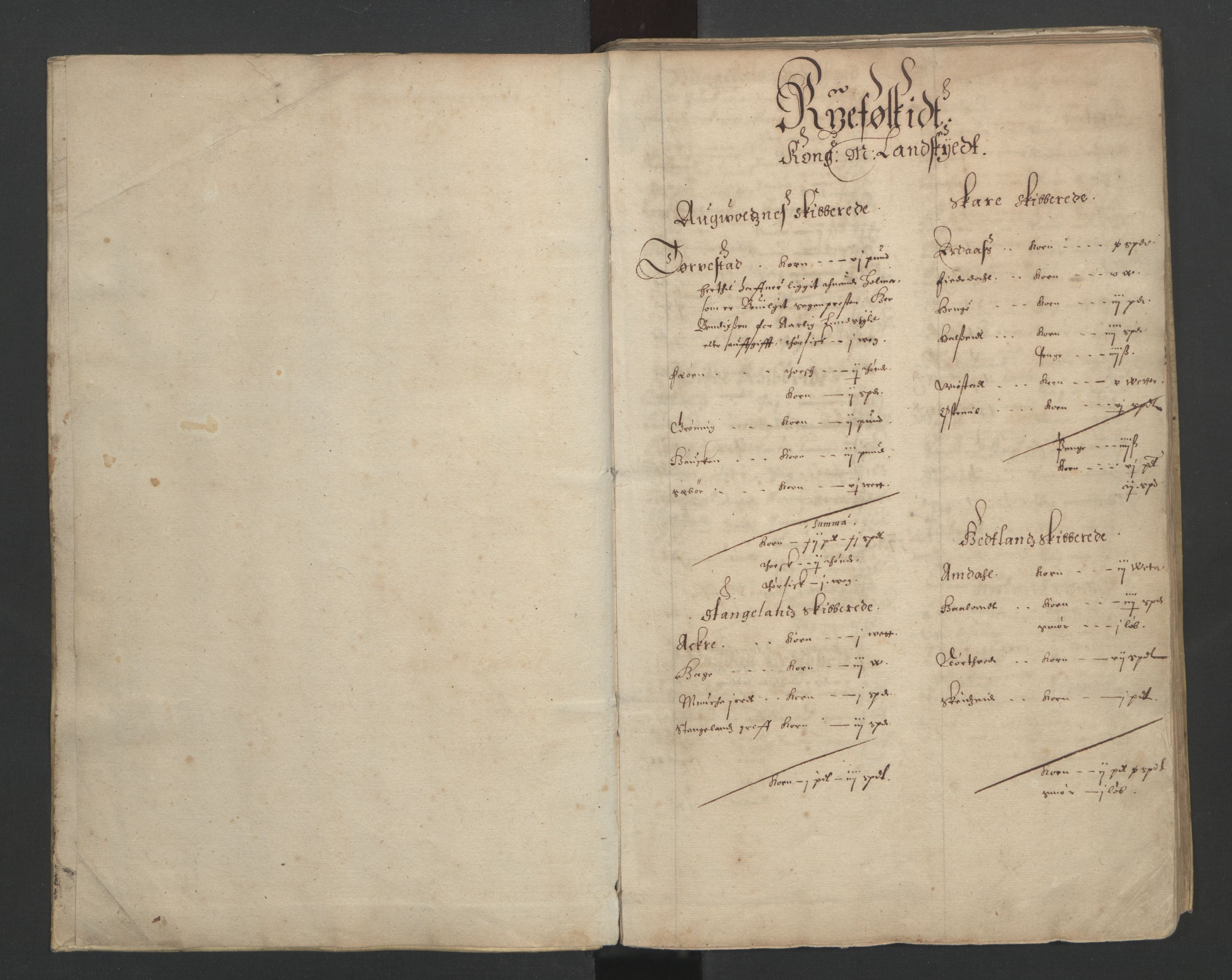 Rentekammeret inntil 1814, Realistisk ordnet avdeling, AV/RA-EA-4070/L/L0023/0002: Stavanger lagdømme: / [B]: Kronens jordebok., 1661, p. 1a