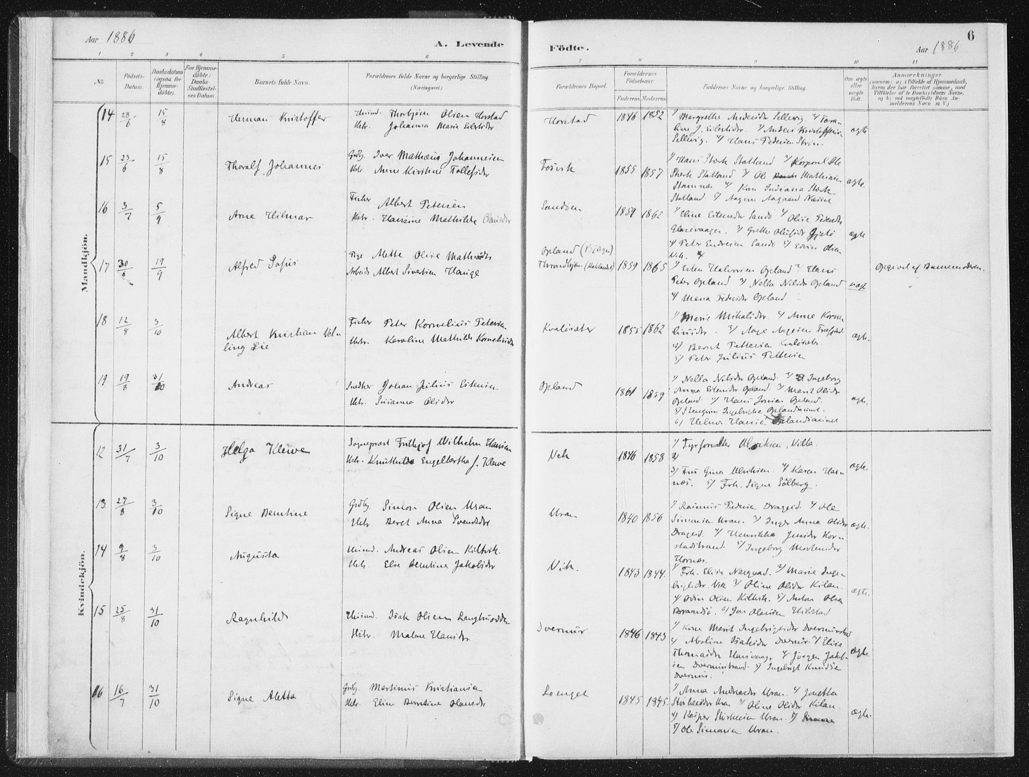 Ministerialprotokoller, klokkerbøker og fødselsregistre - Nord-Trøndelag, AV/SAT-A-1458/771/L0597: Parish register (official) no. 771A04, 1885-1910, p. 6