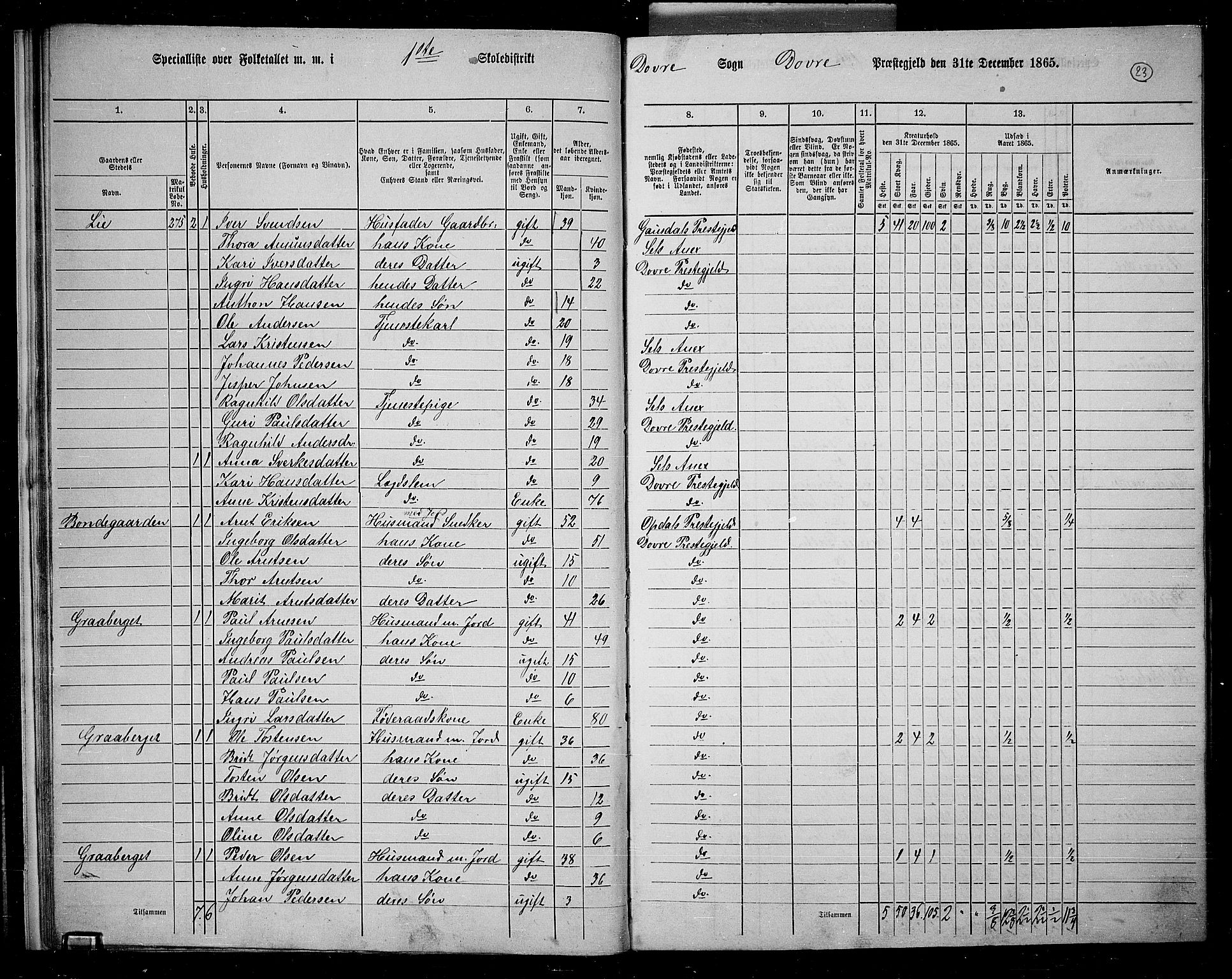 RA, 1865 census for Dovre, 1865, p. 24