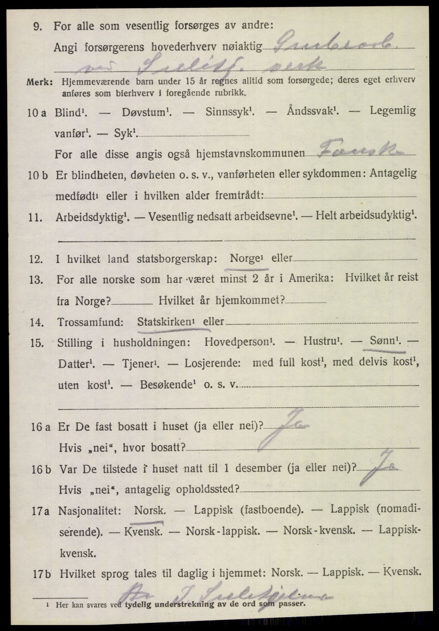 SAT, 1920 census for Fauske, 1920, p. 5655