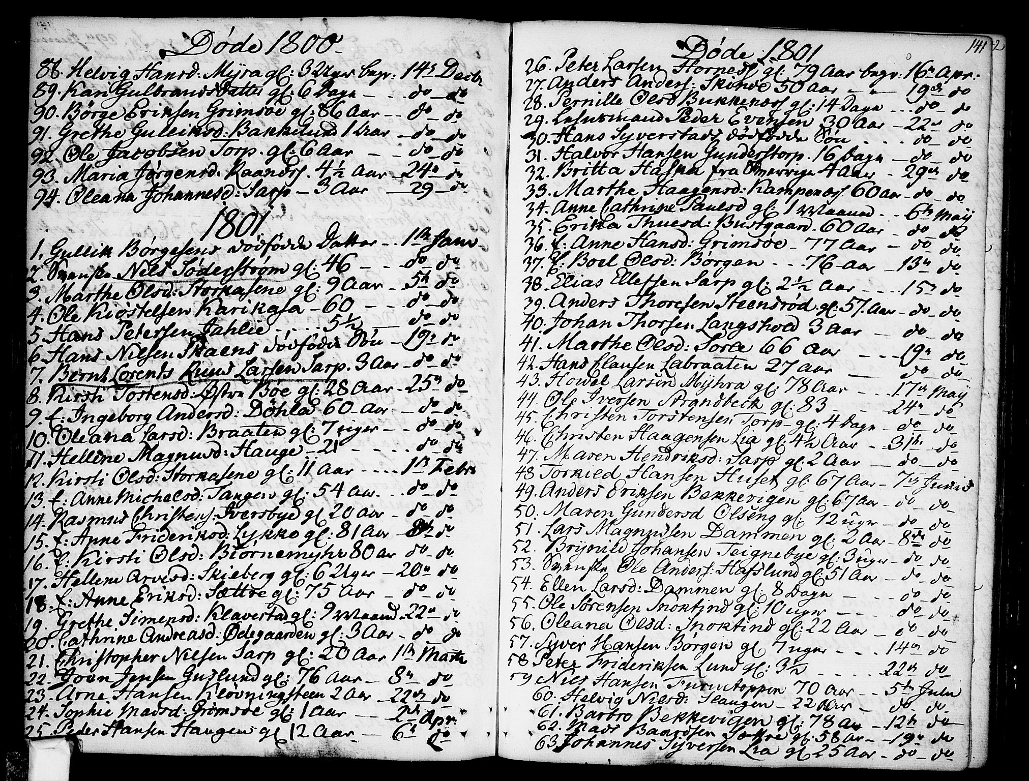 Skjeberg prestekontor Kirkebøker, SAO/A-10923/F/Fa/L0003: Parish register (official) no. I 3, 1792-1814, p. 141