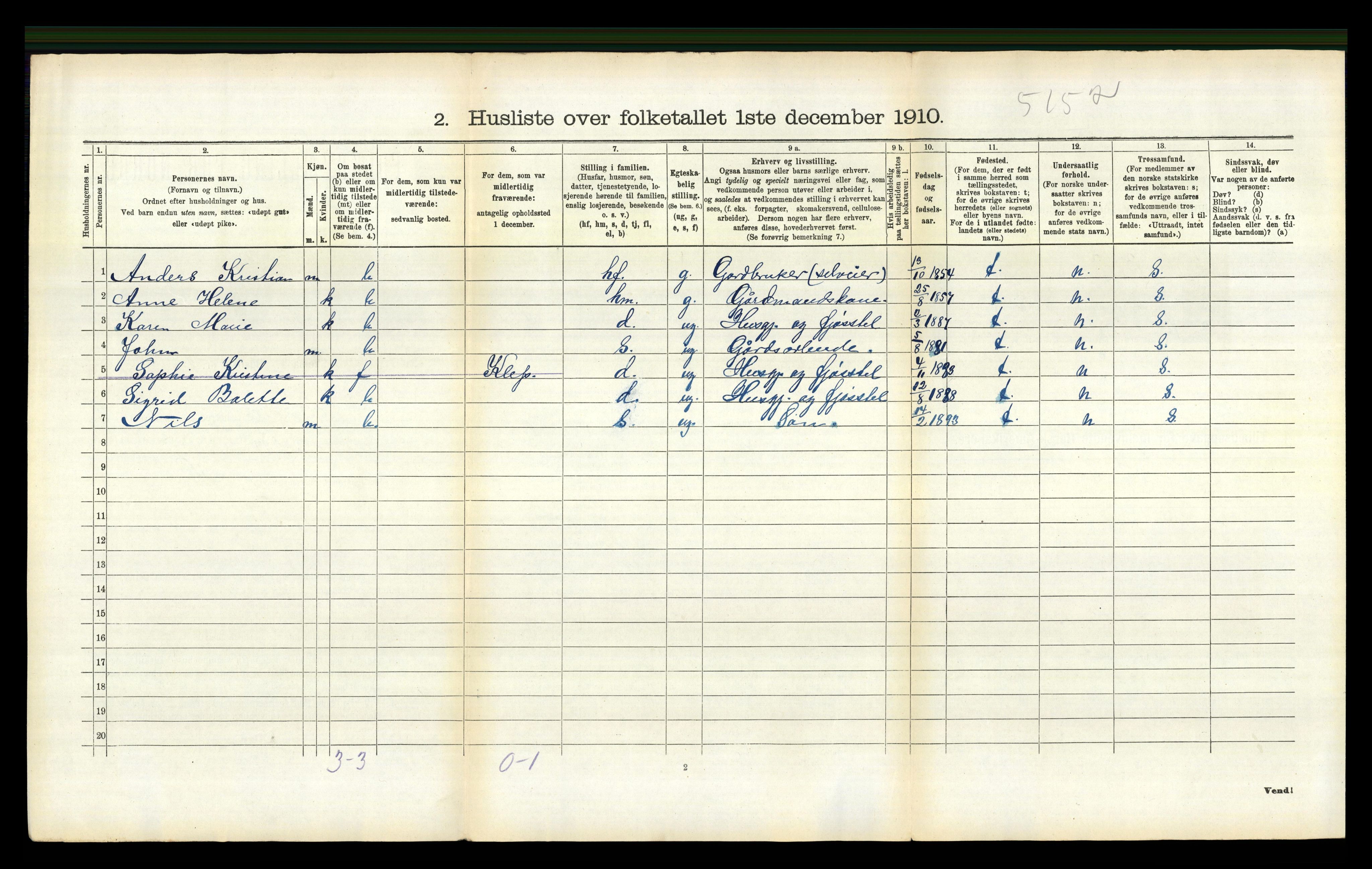 RA, 1910 census for Bamble, 1910, p. 481