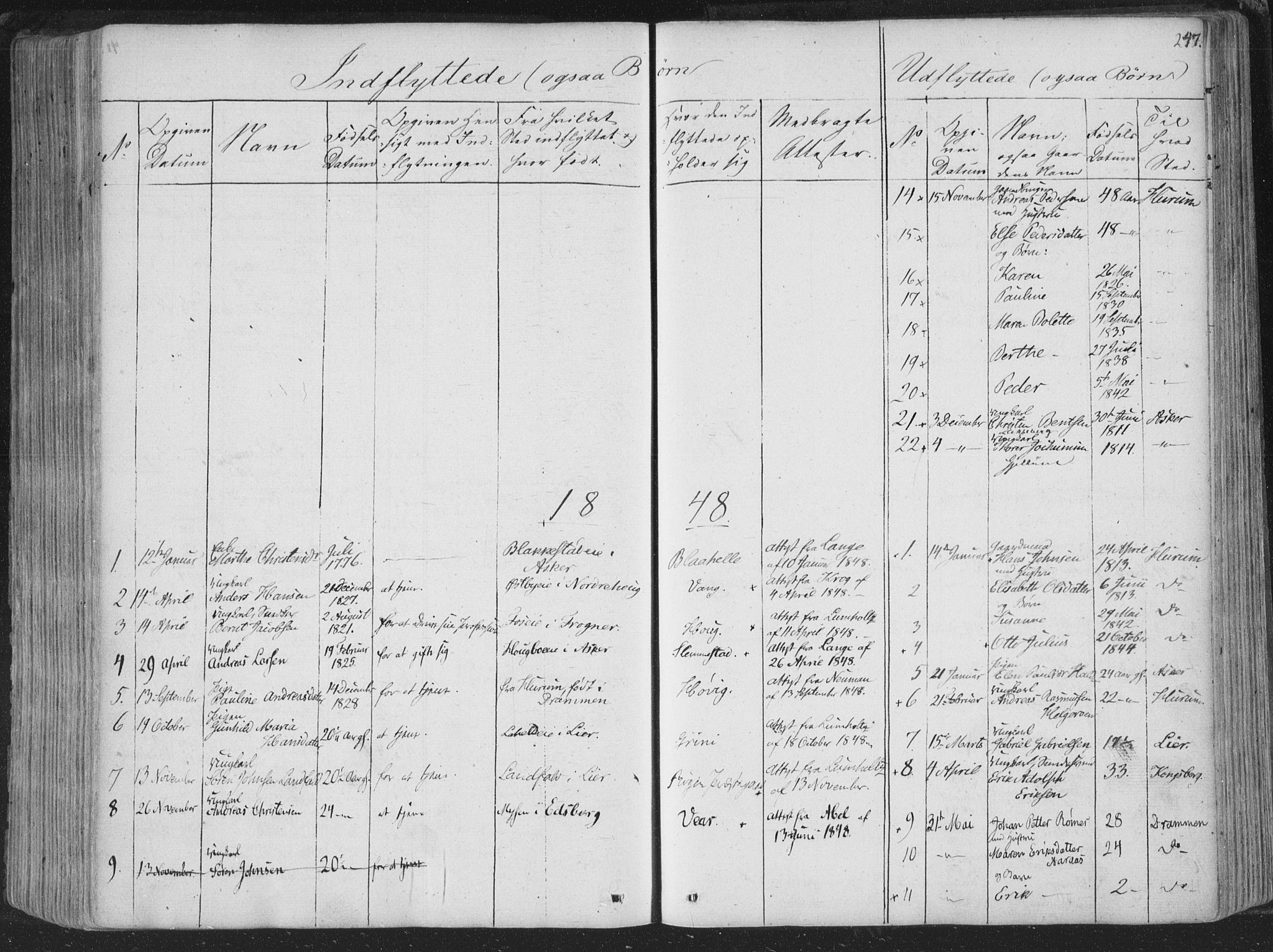 Røyken kirkebøker, AV/SAKO-A-241/F/Fa/L0005: Parish register (official) no. 5, 1833-1856, p. 247