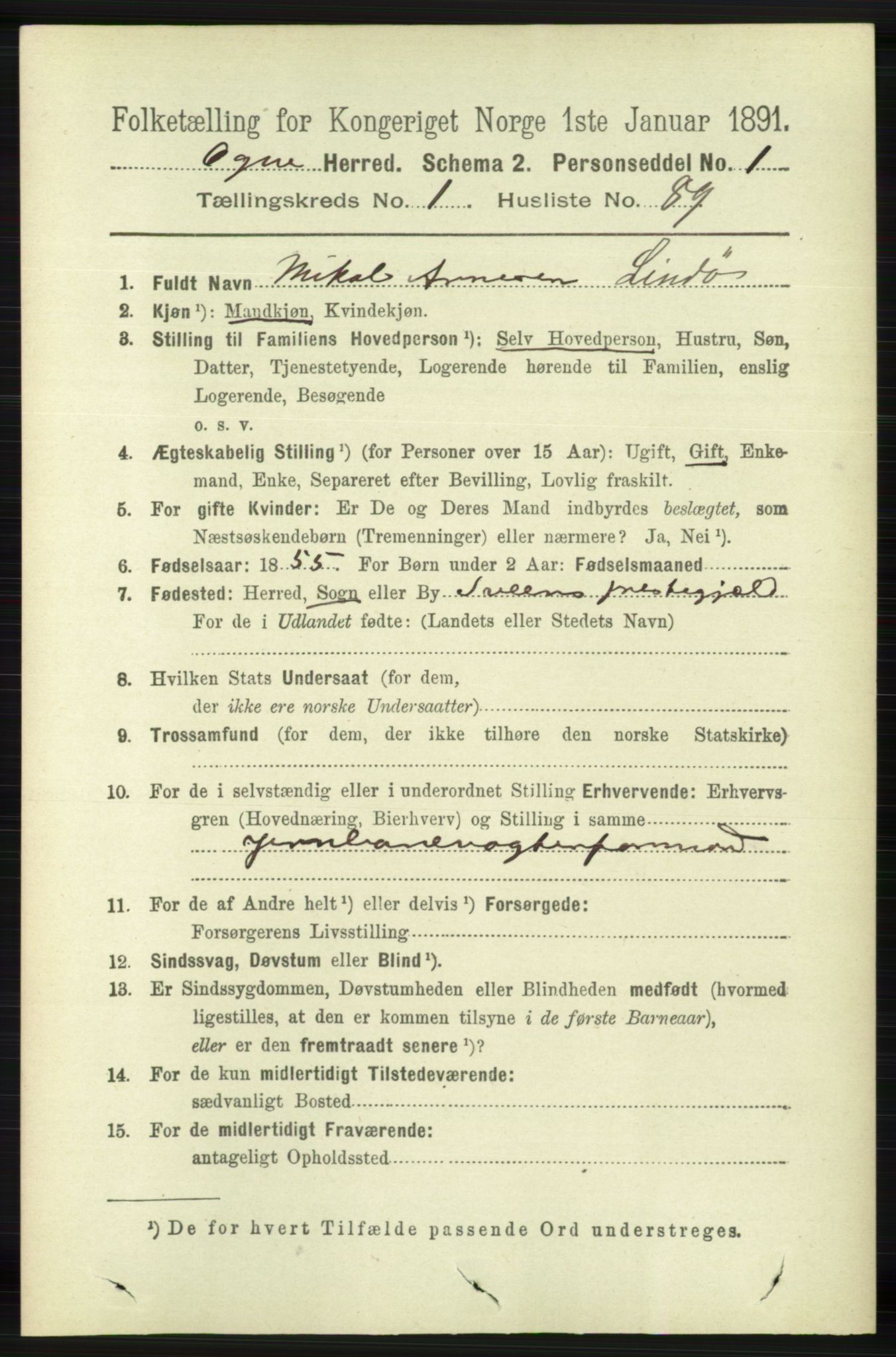 RA, 1891 census for 1117 Ogna, 1891, p. 625