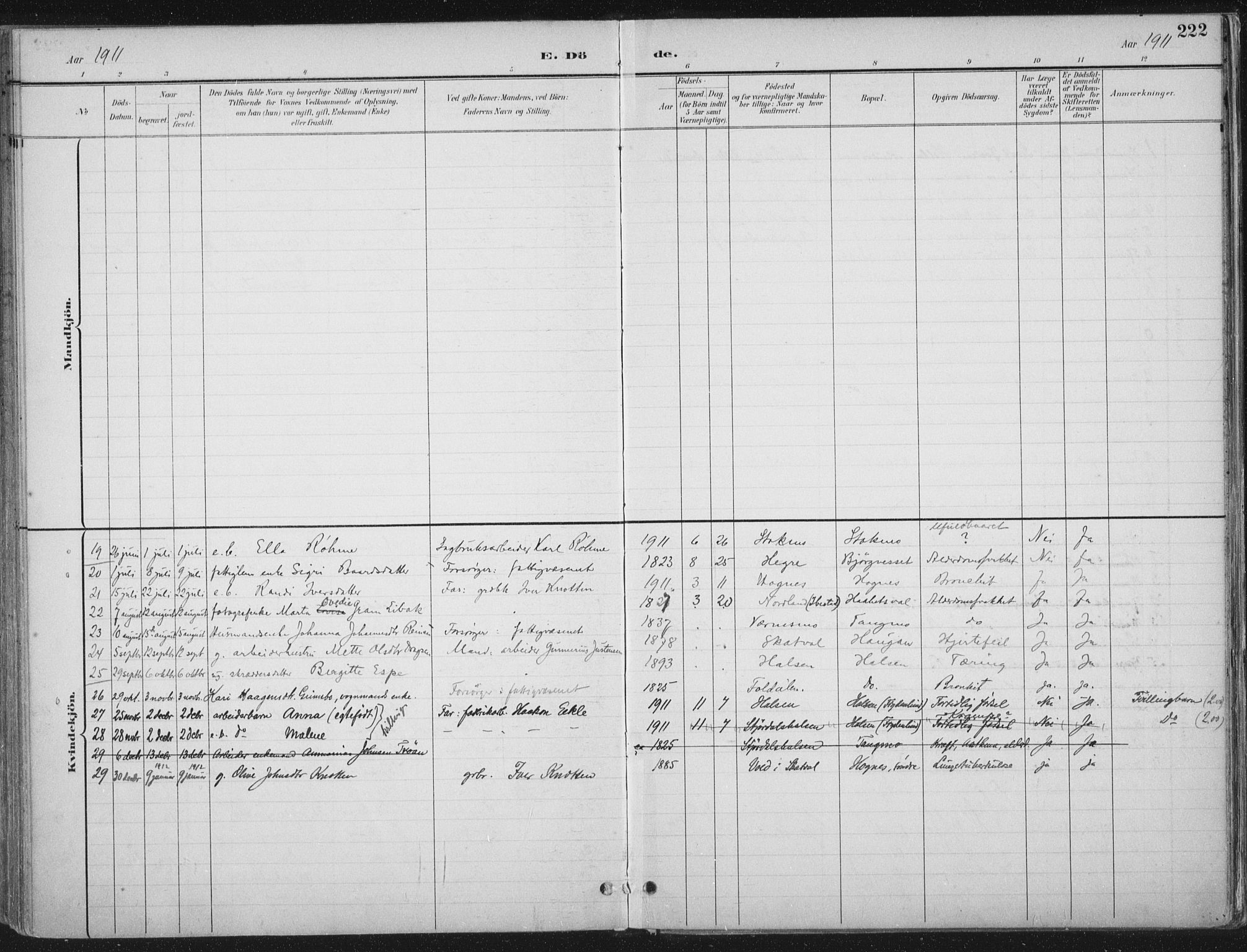 Ministerialprotokoller, klokkerbøker og fødselsregistre - Nord-Trøndelag, AV/SAT-A-1458/709/L0082: Parish register (official) no. 709A22, 1896-1916, p. 222