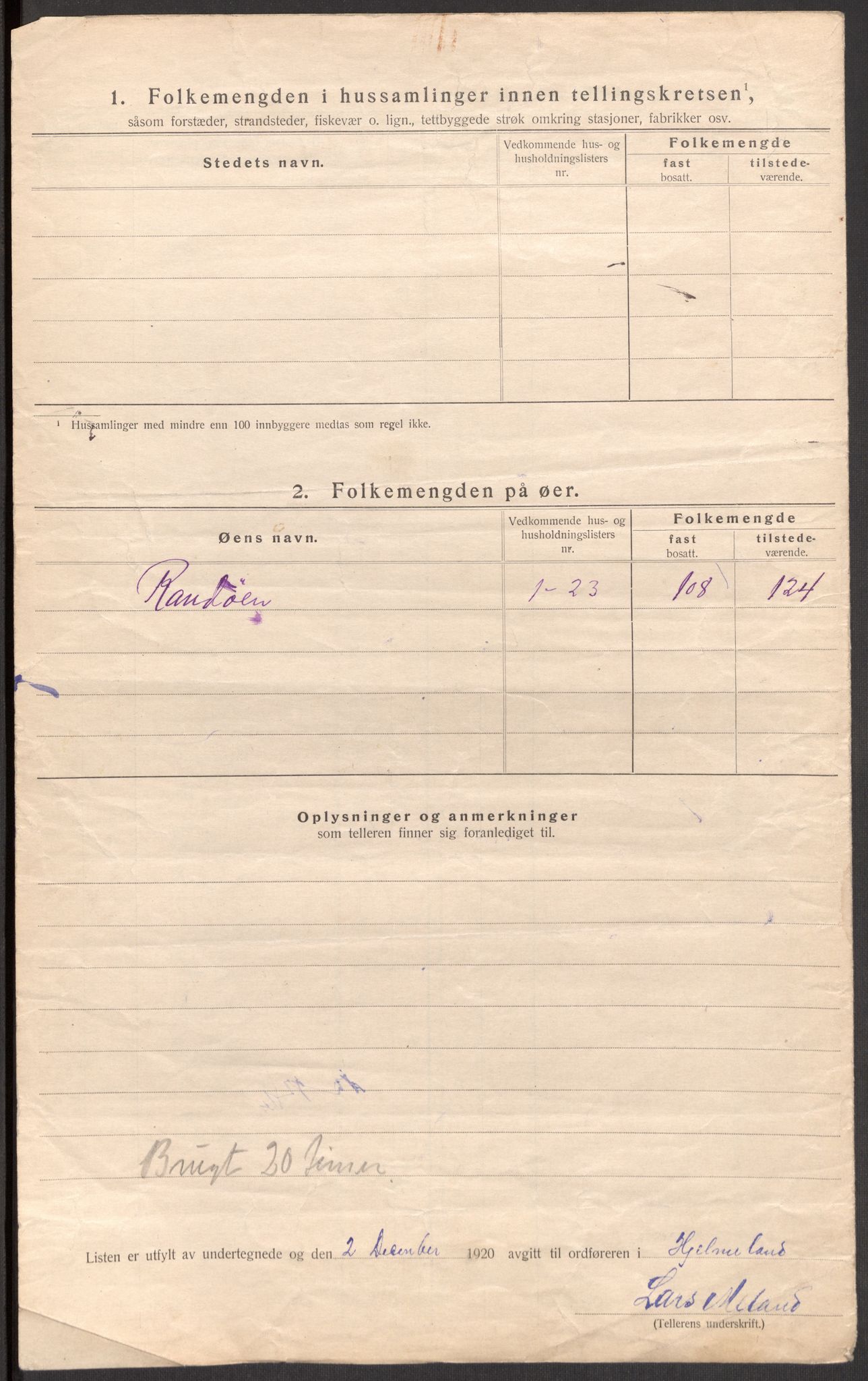 SAST, 1920 census for Hjelmeland, 1920, p. 19