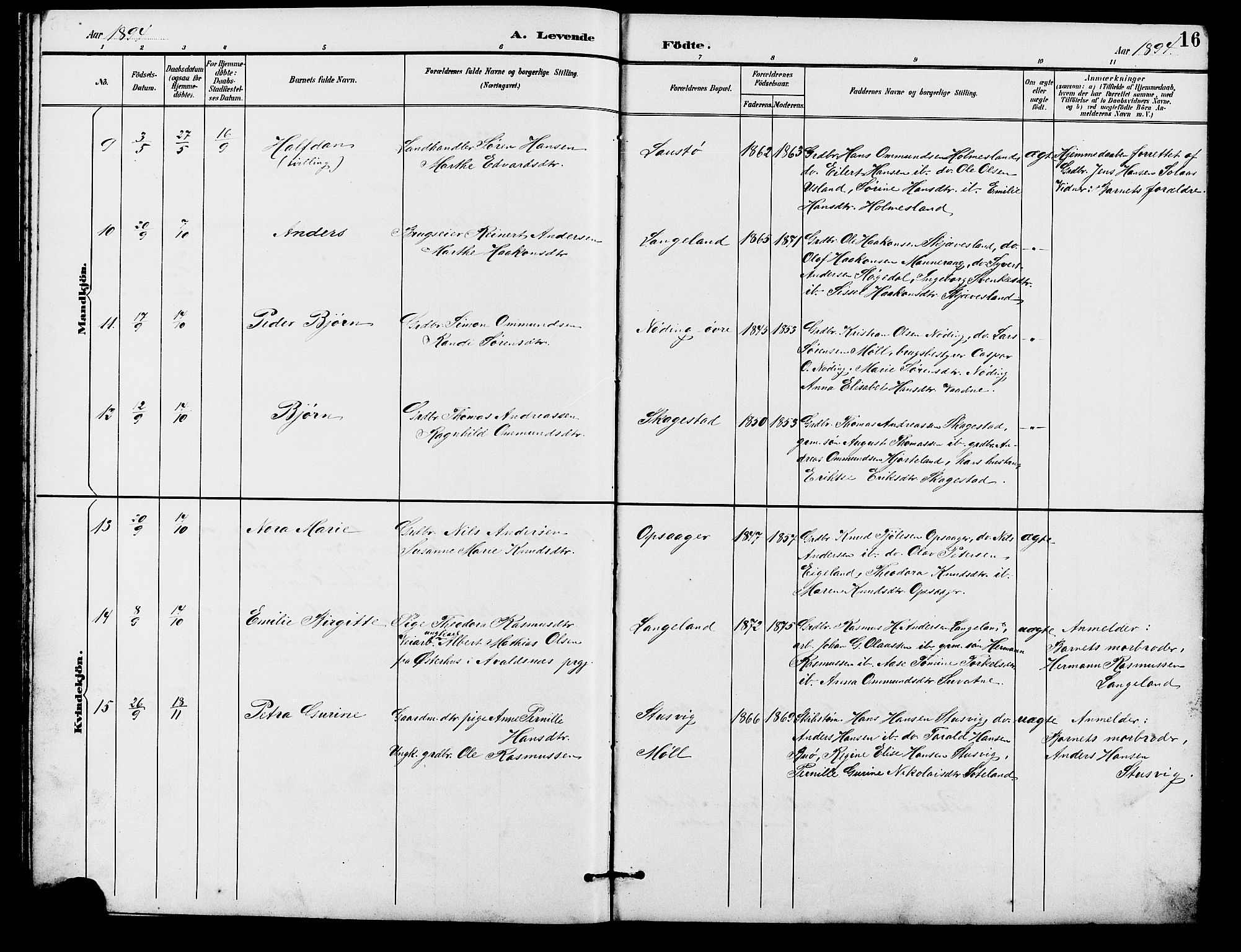 Holum sokneprestkontor, SAK/1111-0022/F/Fb/Fba/L0005: Parish register (copy) no. B 5, 1891-1909, p. 16