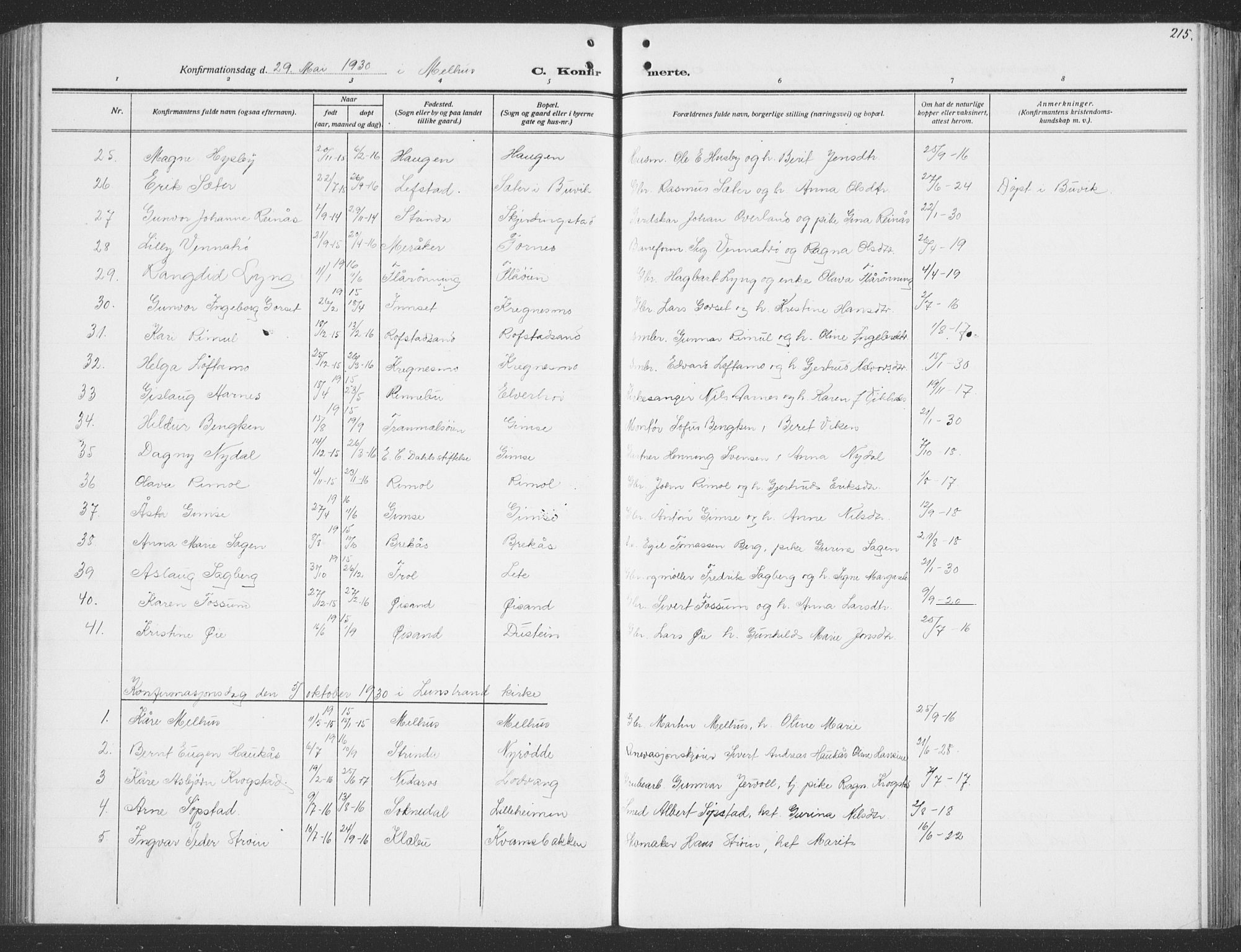 Ministerialprotokoller, klokkerbøker og fødselsregistre - Sør-Trøndelag, SAT/A-1456/691/L1095: Parish register (copy) no. 691C06, 1912-1933, p. 215