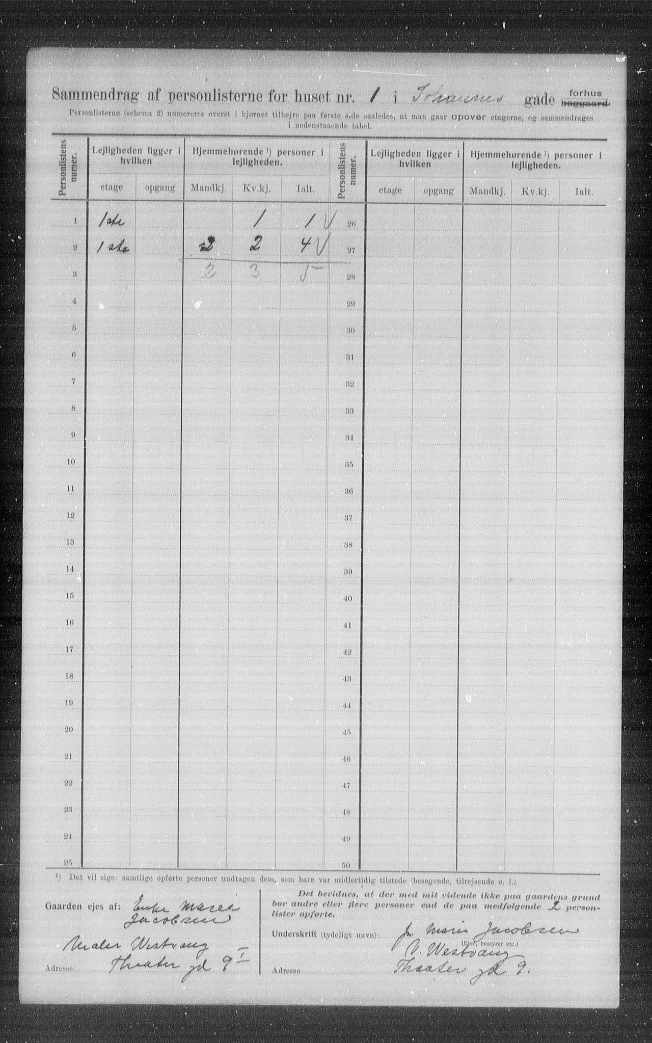 OBA, Municipal Census 1907 for Kristiania, 1907, p. 23942