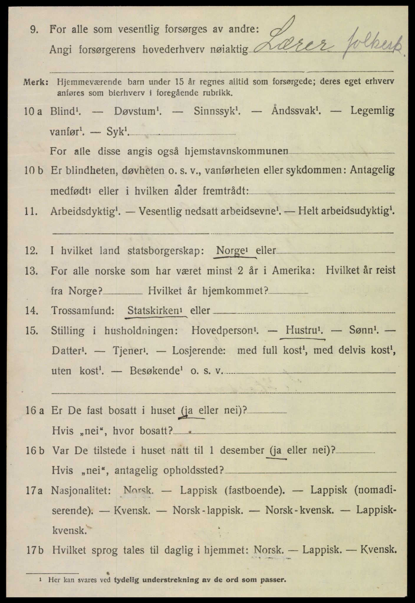 SAT, 1920 census for Verdal, 1920, p. 13666