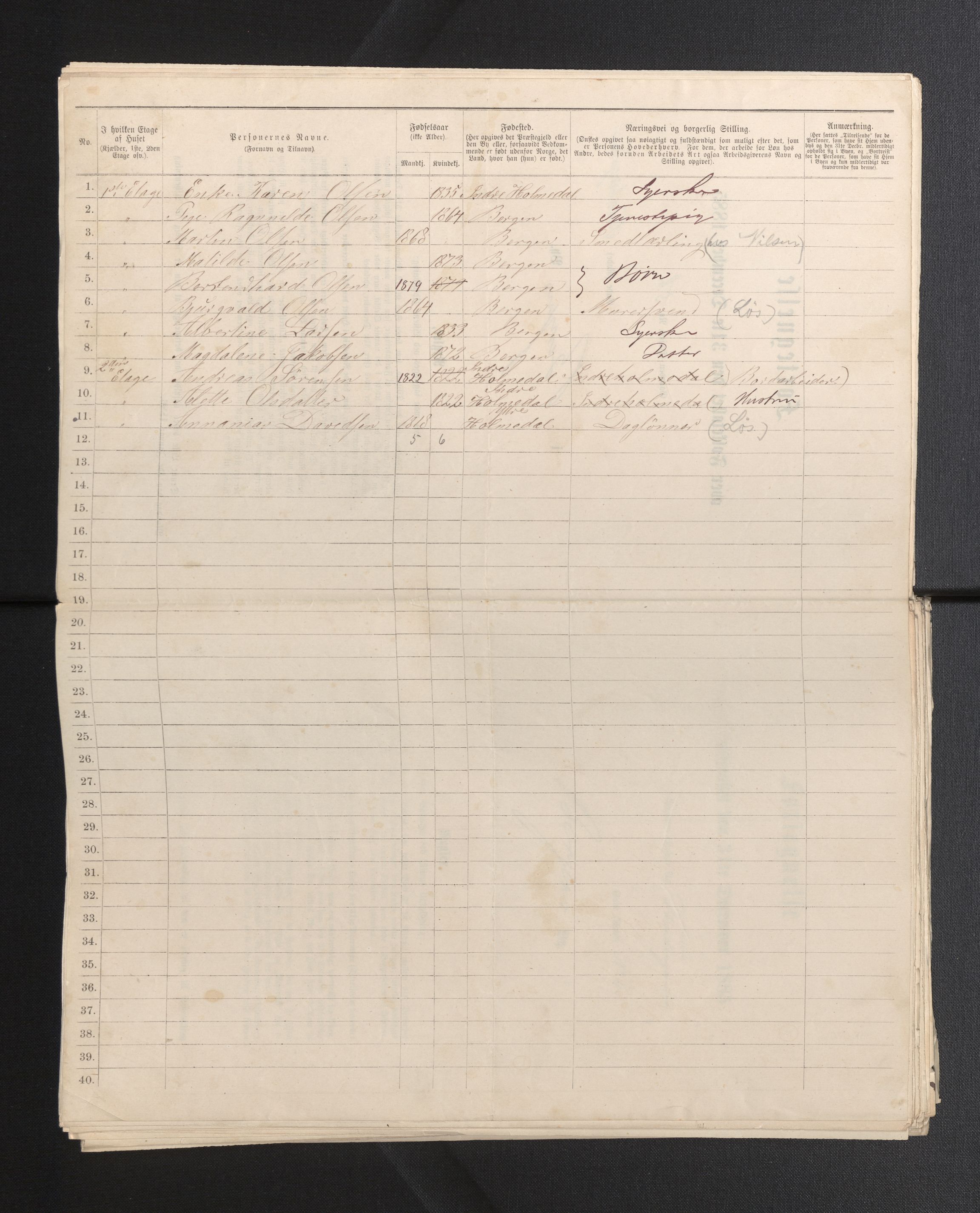 SAB, 1885 census for 1301 Bergen, 1885, p. 7179