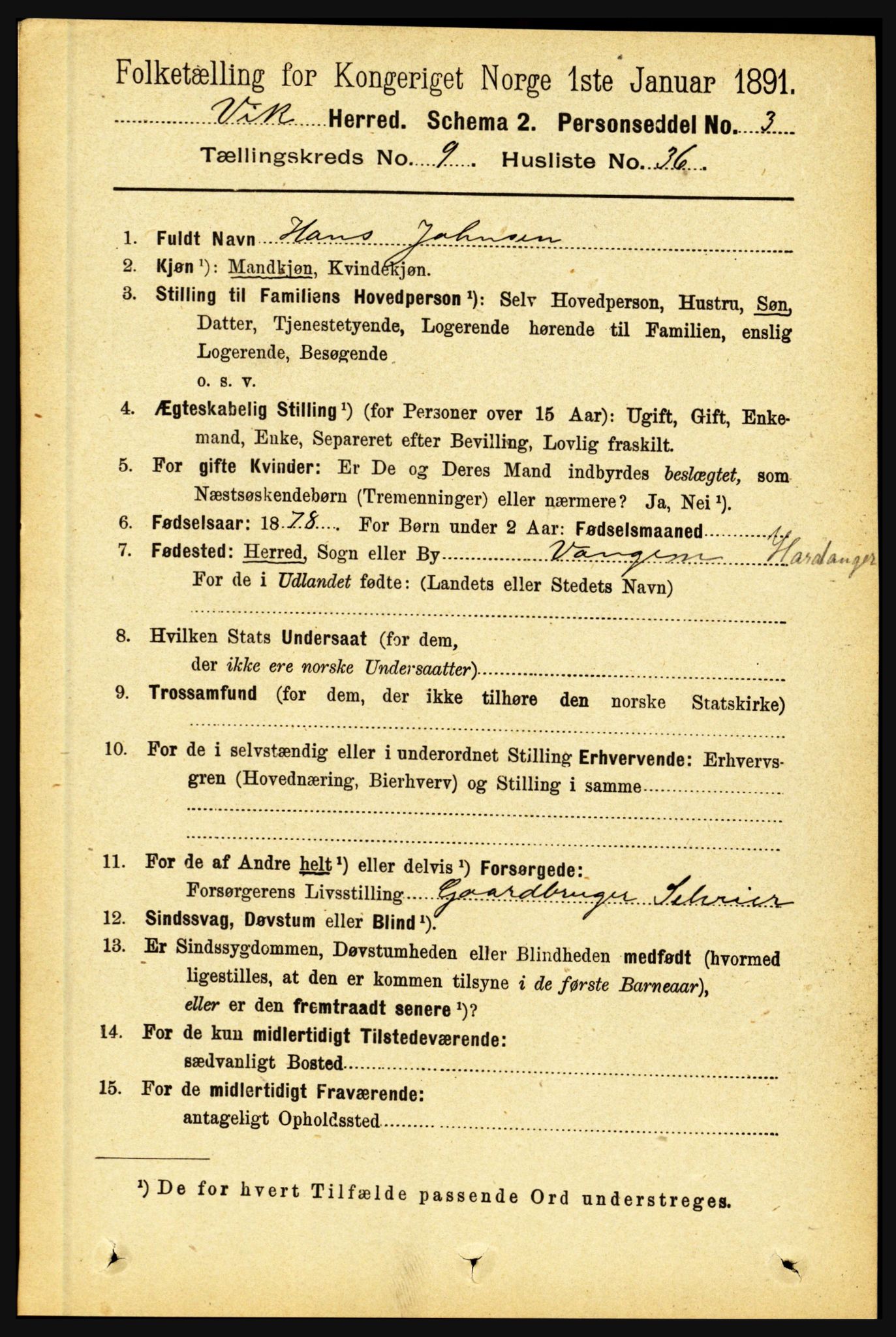 RA, 1891 census for 1417 Vik, 1891, p. 4206