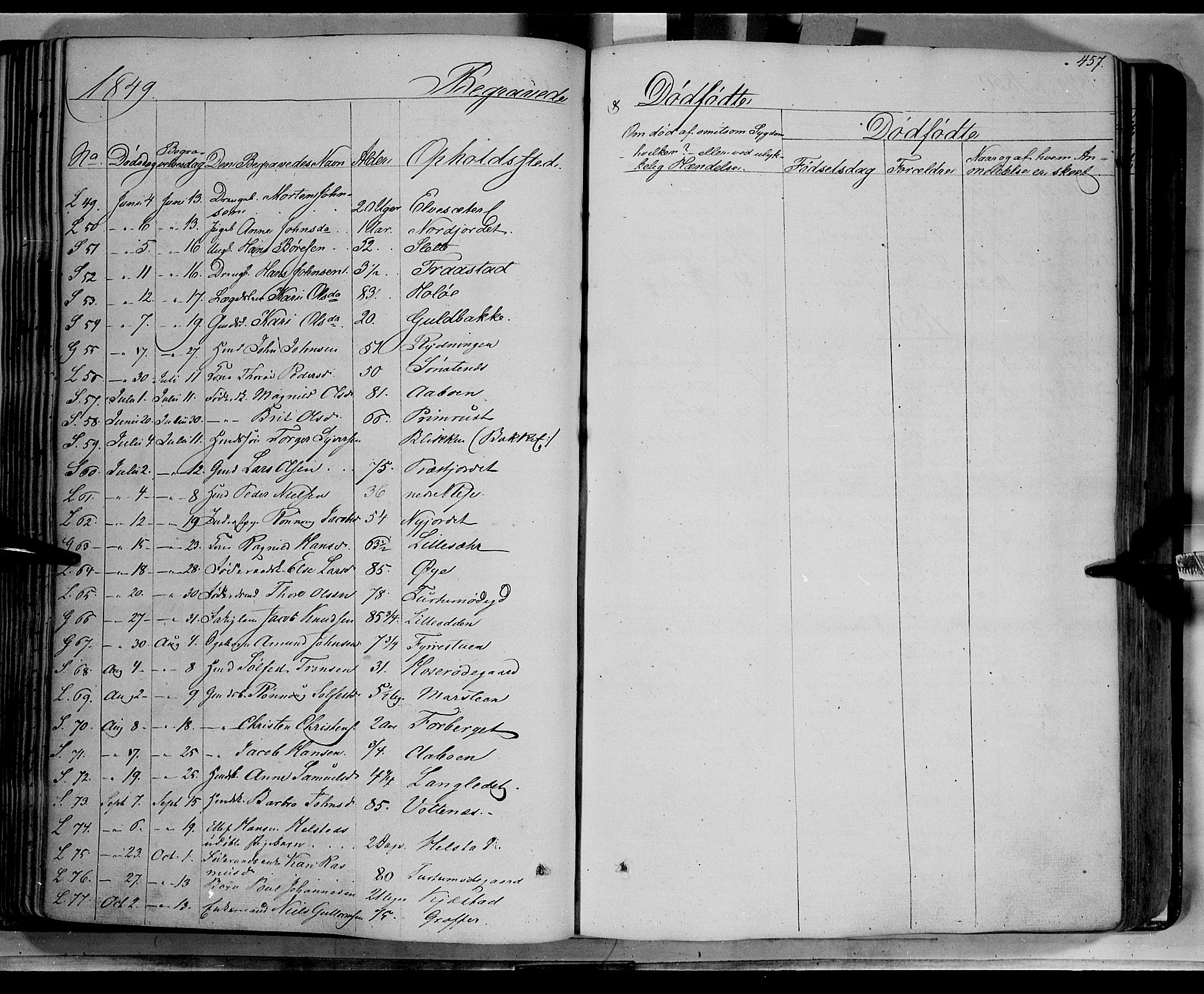Lom prestekontor, SAH/PREST-070/K/L0006: Parish register (official) no. 6B, 1837-1863, p. 457
