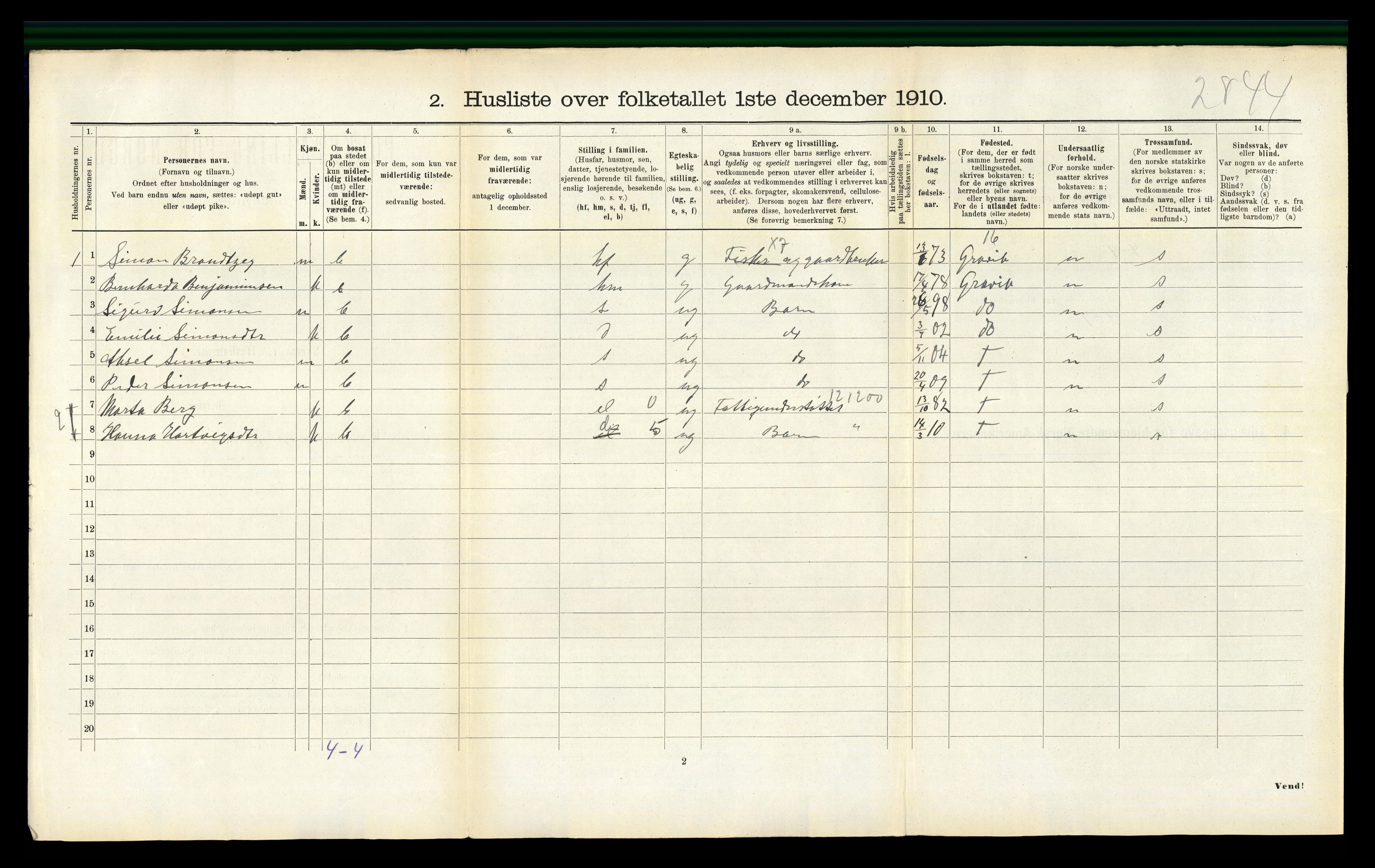 RA, 1910 census for Leka, 1910, p. 189