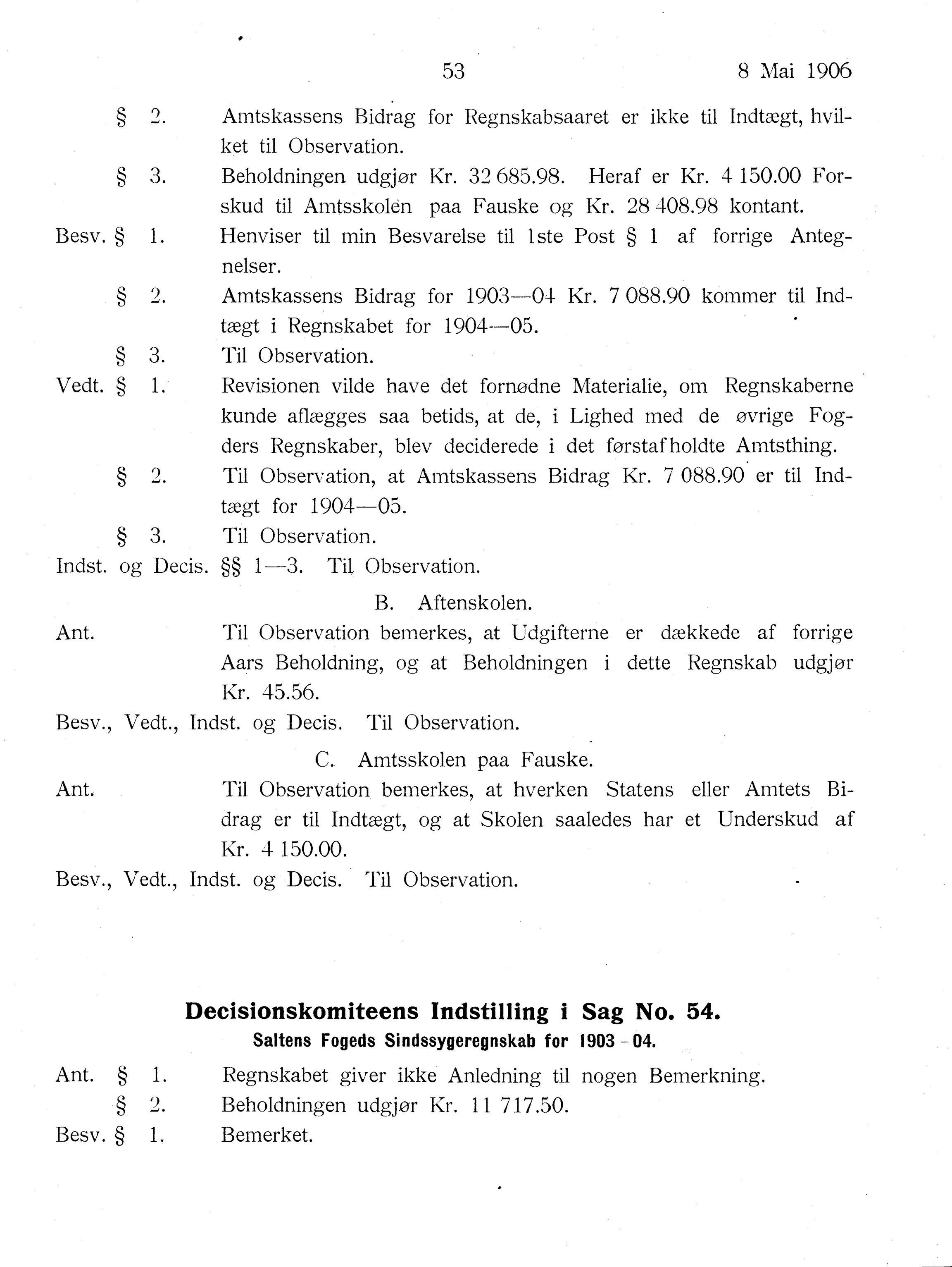 Nordland Fylkeskommune. Fylkestinget, AIN/NFK-17/176/A/Ac/L0029: Fylkestingsforhandlinger 1906, 1906