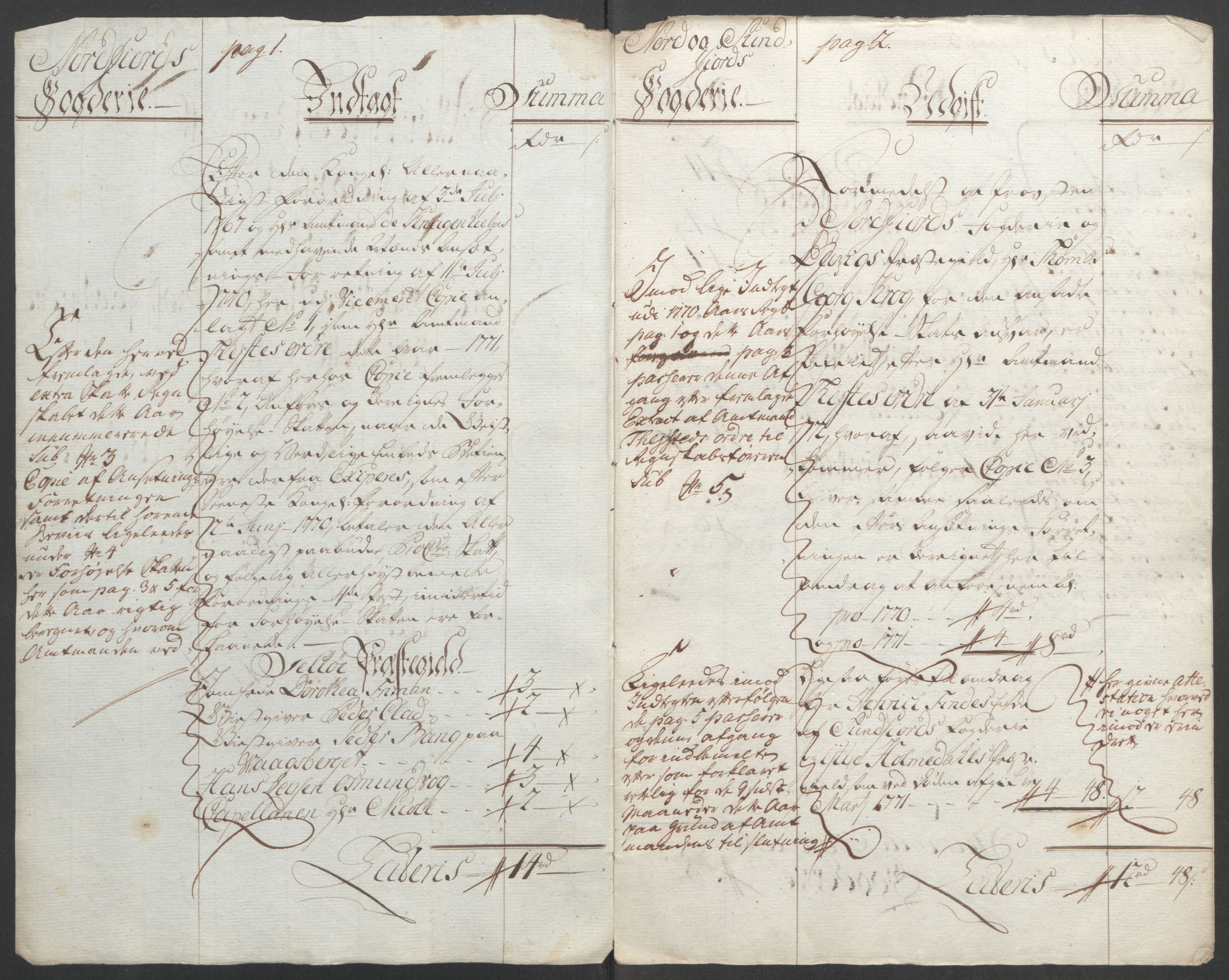 Rentekammeret inntil 1814, Reviderte regnskaper, Fogderegnskap, RA/EA-4092/R53/L3550: Ekstraskatten Sunn- og Nordfjord, 1762-1771, p. 345