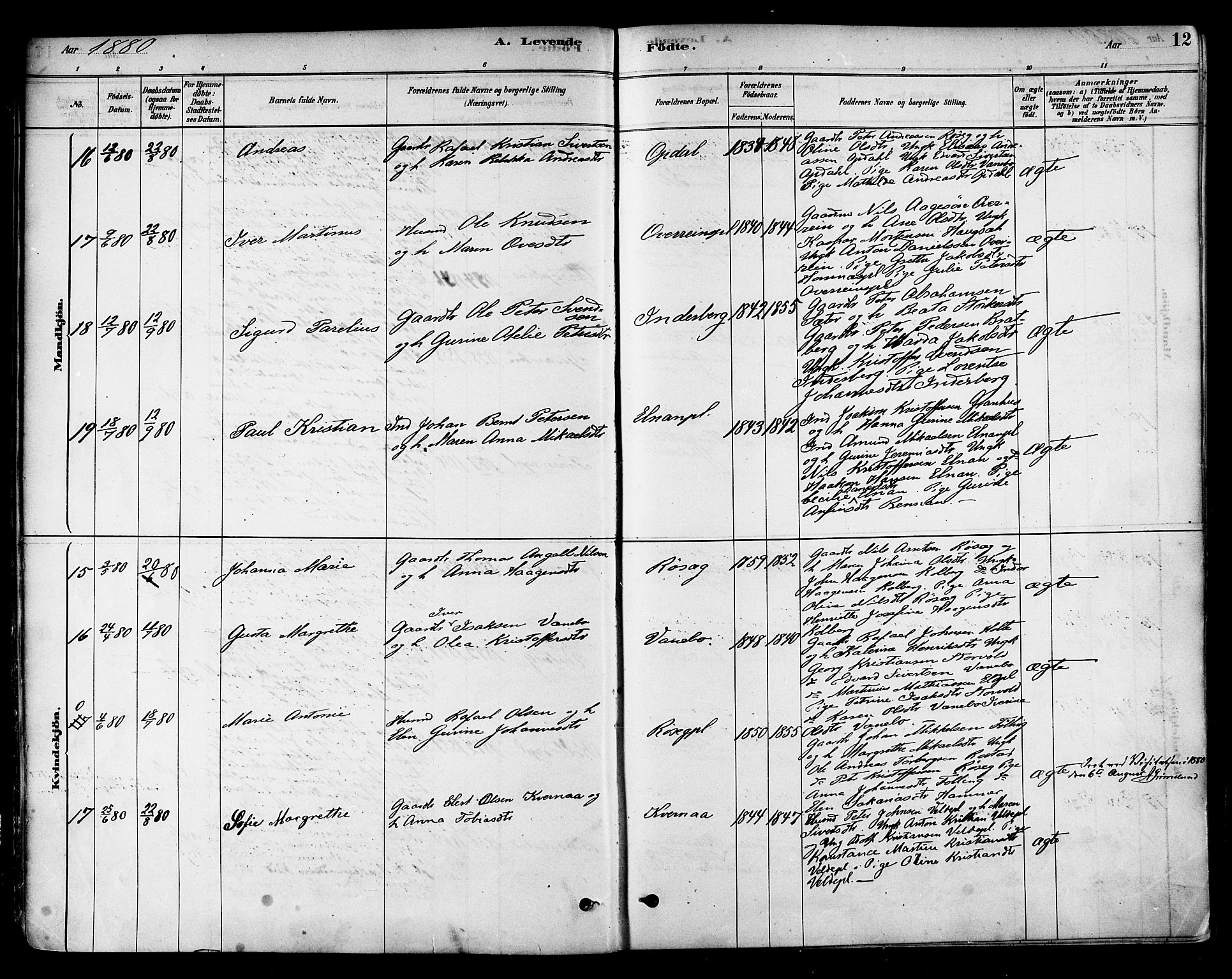 Ministerialprotokoller, klokkerbøker og fødselsregistre - Nord-Trøndelag, AV/SAT-A-1458/741/L0395: Parish register (official) no. 741A09, 1878-1888, p. 12