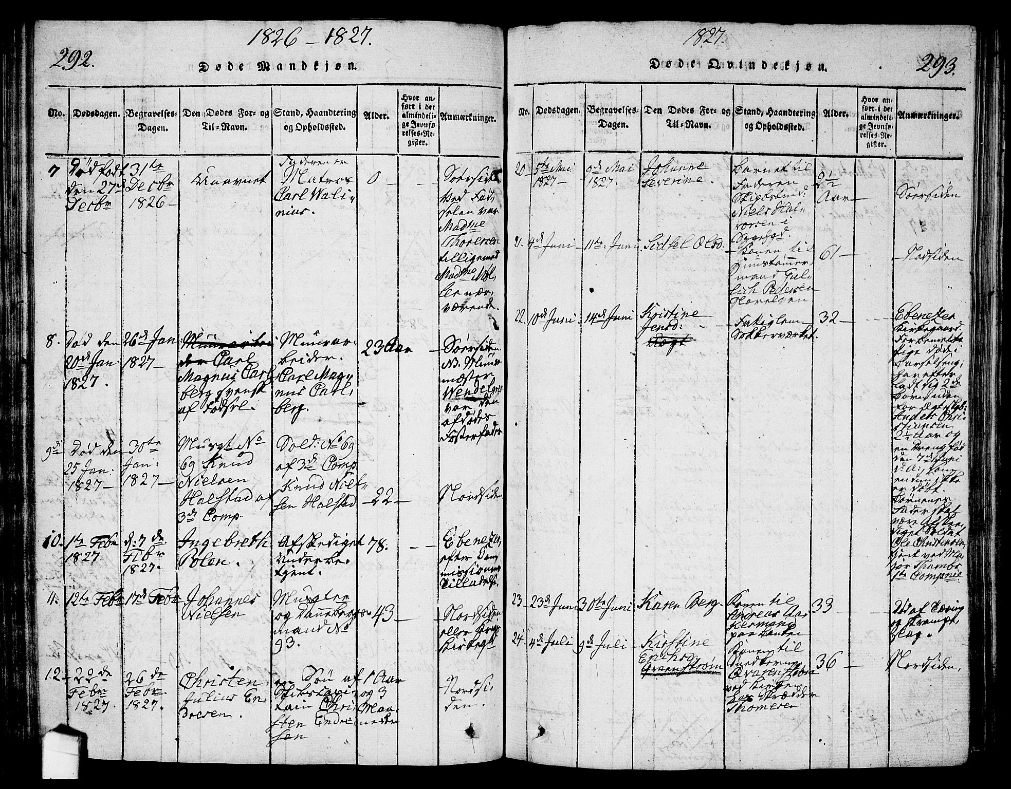 Halden prestekontor Kirkebøker, SAO/A-10909/G/Ga/L0001: Parish register (copy) no. 1, 1815-1833, p. 292-293